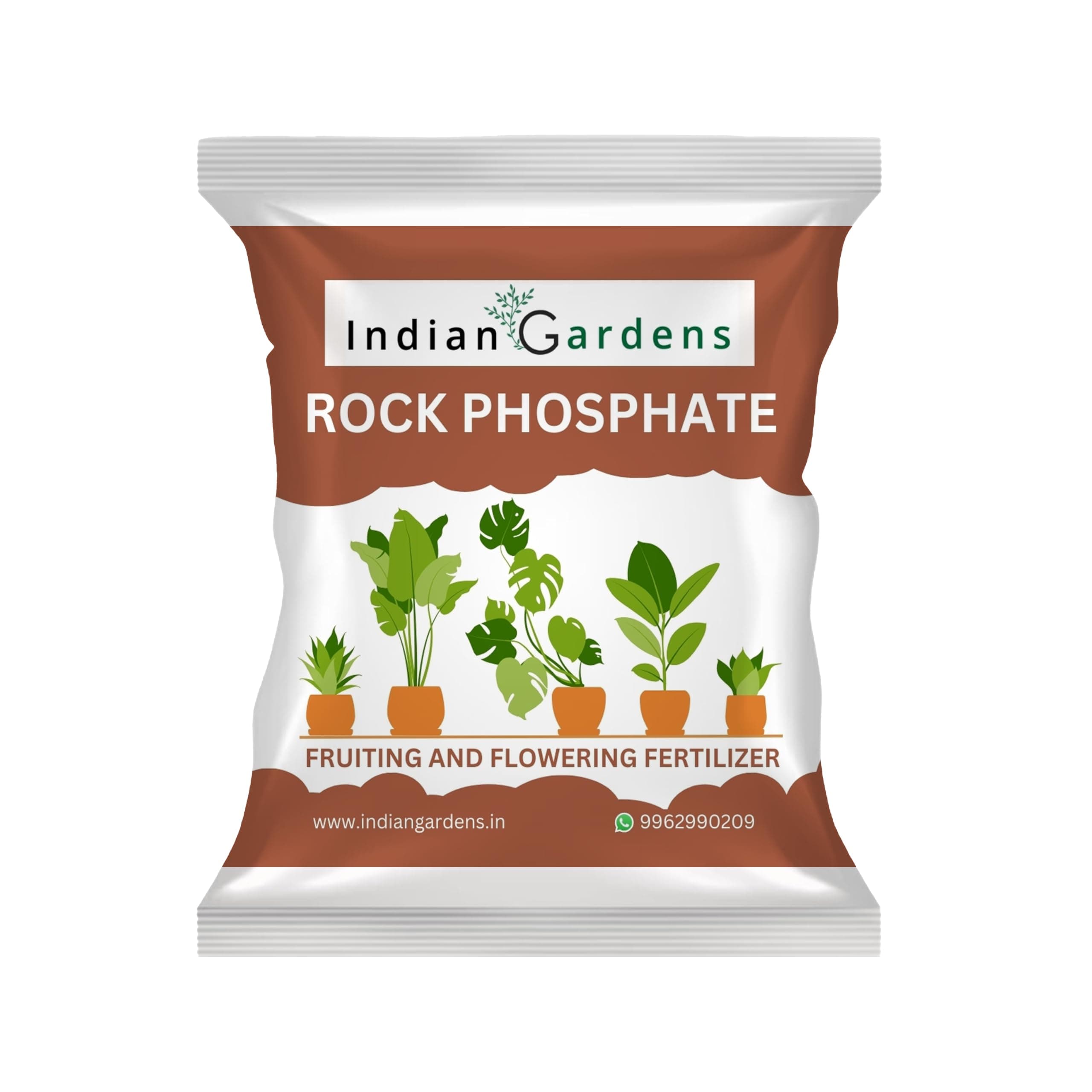 Indian Gardens - Rock Phosphate Fertilizer | Organic Phosphorus Source for Root Growth & Flowering | Slow Release Soil Conditioner | For Home Garden, Terrace & Agriculture Plants - 900 Grams