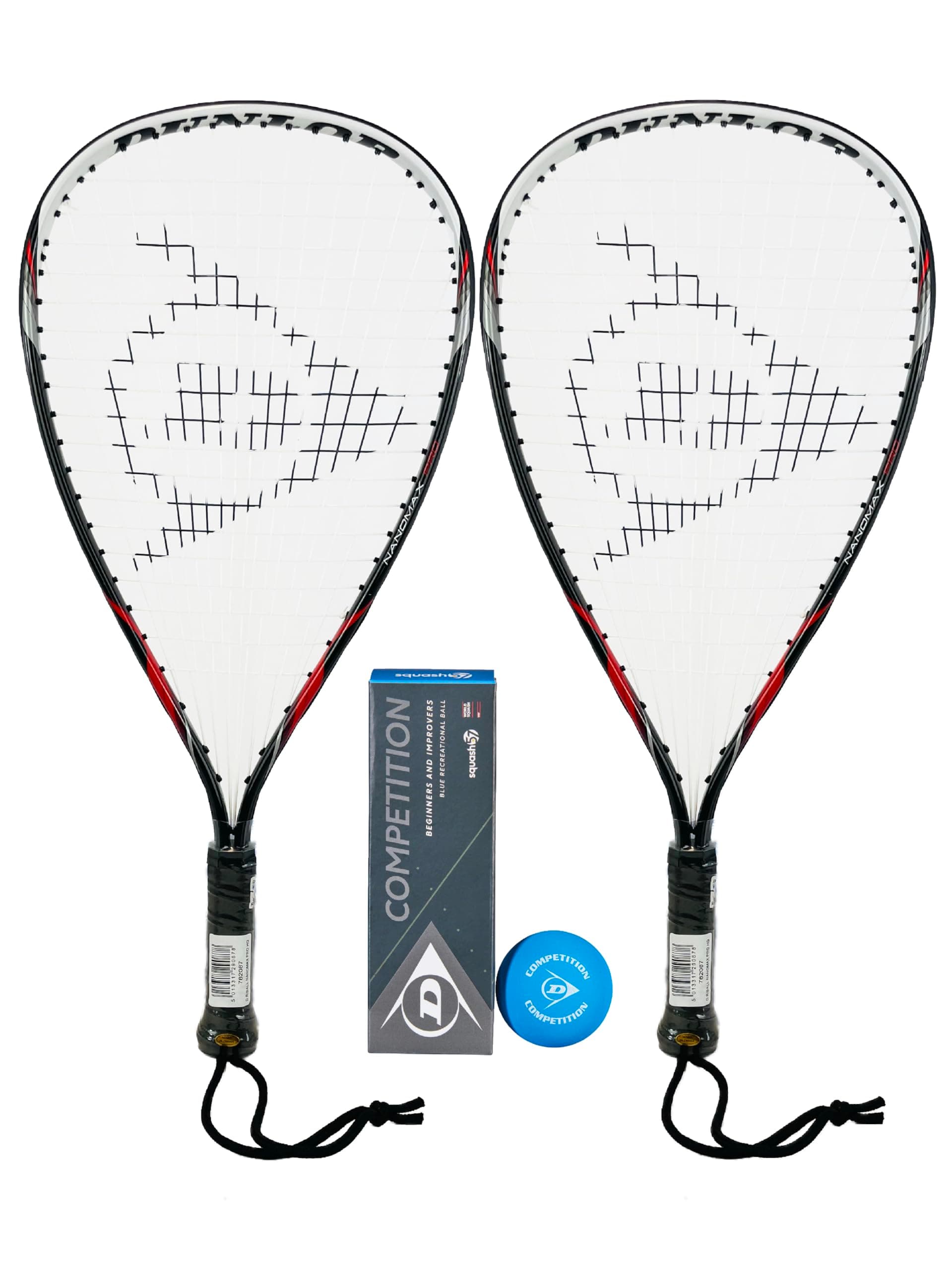 Dunlop Nanomax Racketball Racket Twin Pack & 3 Racketball Balls
