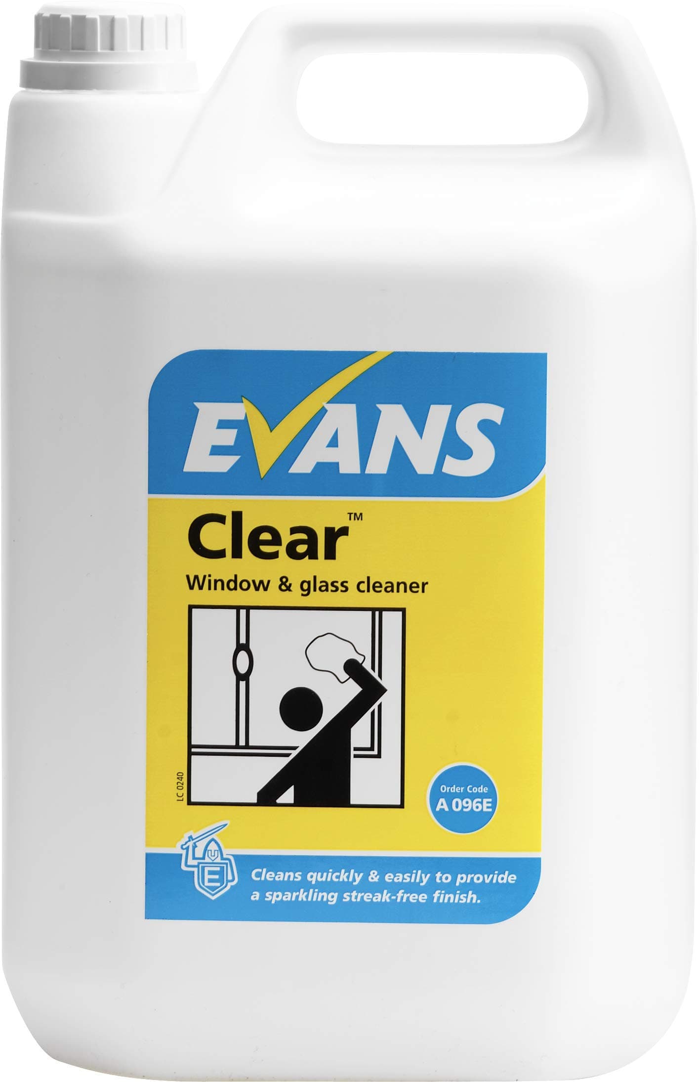 2 x Evans Vanodine Clear Finish Window Glass and Stainless Steel Cleaner 5Ltr Containers