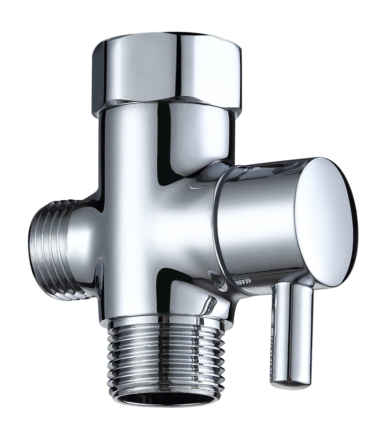 Ousun Solid Brass T-Valve Adapter - 3 Way Shut Off Valve Bidet Attachment for Handheld Bidet Sprayer and Toilet Flush Tank, On Off Three Way Valve for Tee Adapter, 15/16" and 1/2 IPS, Chrome Finish