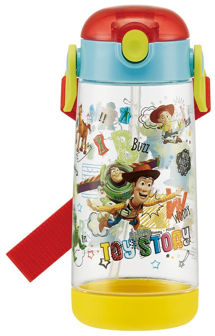 Skater Water Bottle Clear for Children Bottle Straw Toy Story Disney PDSH5