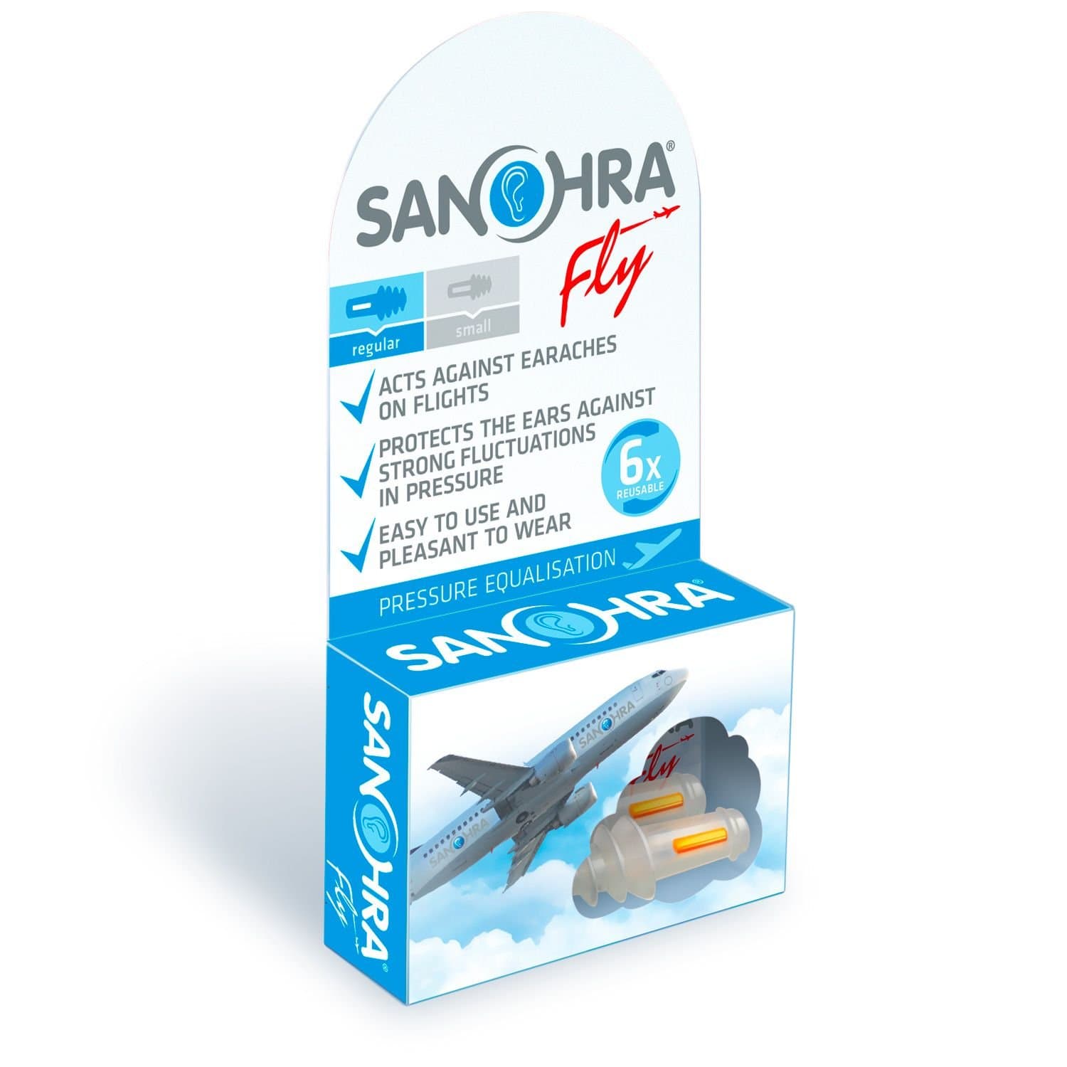 Fly (Regular) - Pressure and Noise Sound reducing Ear Plugs for Flying - Against Airplanes Ear