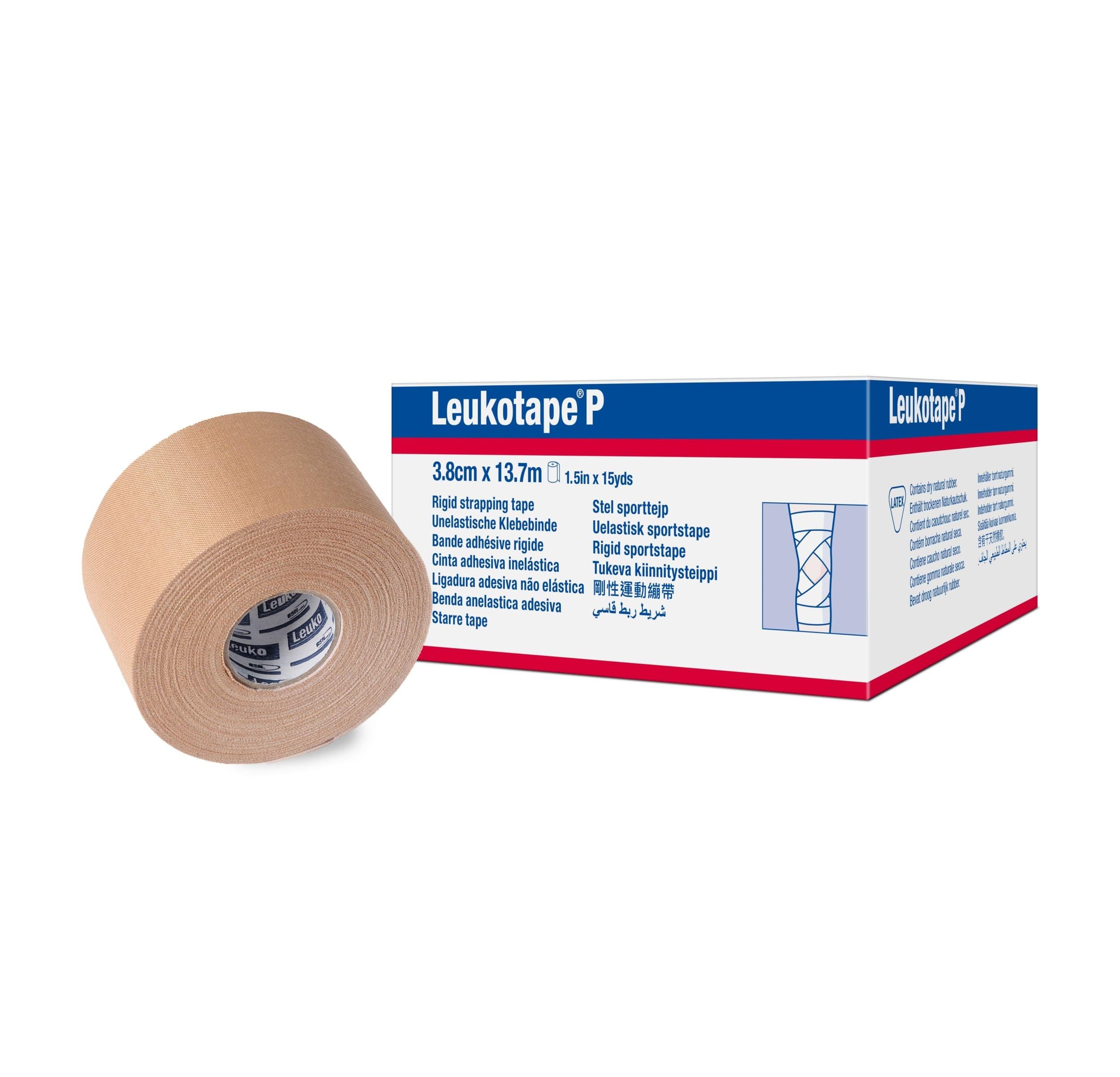 Leukotape P Rigid Medical Tape for Sprains and Injury Prevention, 3.8 cm x 13.7 m, Beige, 1 Roll