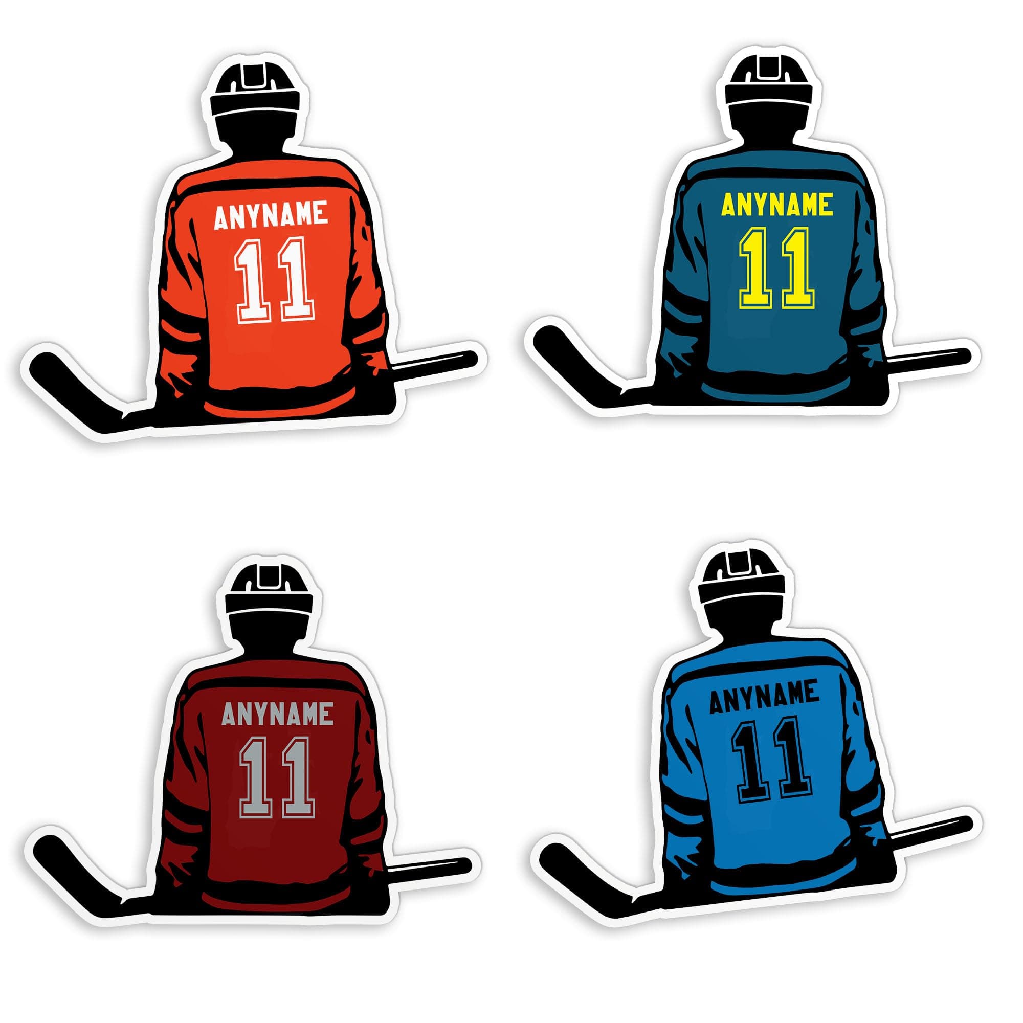 Personalized Ice Hockey Name and Number Sticker - Custom Waterproof Die-Cut Vinyl for Laptop, Water Bottle - Sport Lover Birthday Gift for Her Him