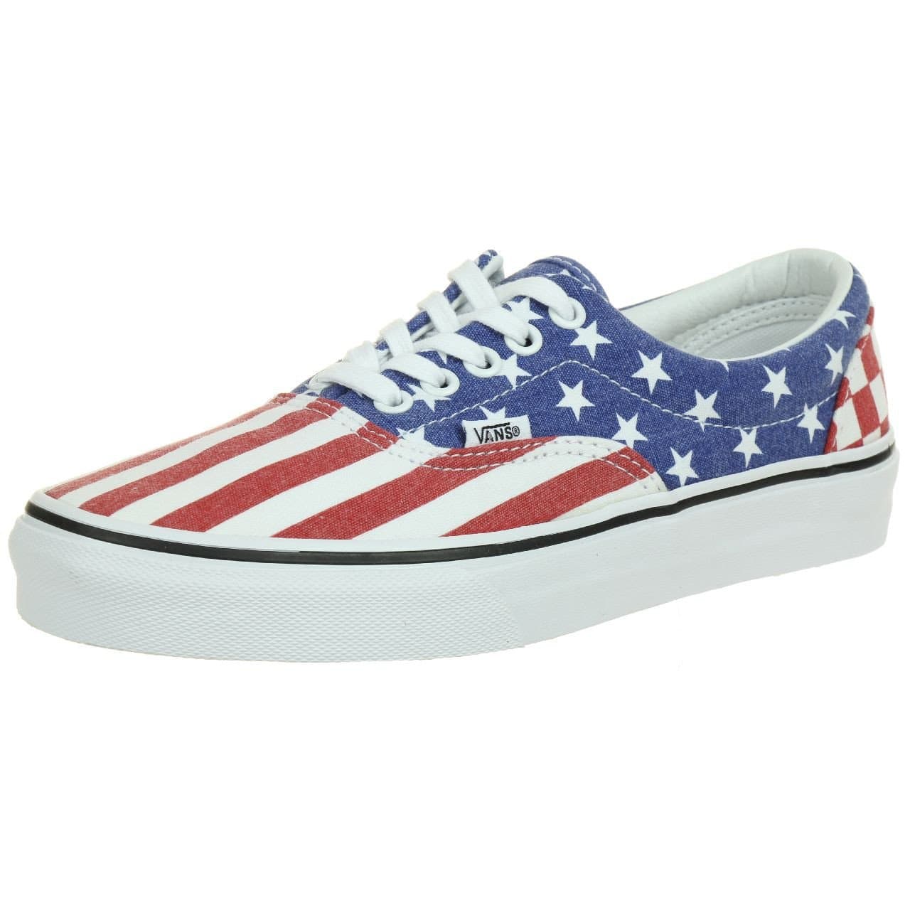 Vans Mens era Low Top Lace Up Fashion Sneakers, Stars/Stripes/Checker, Size
