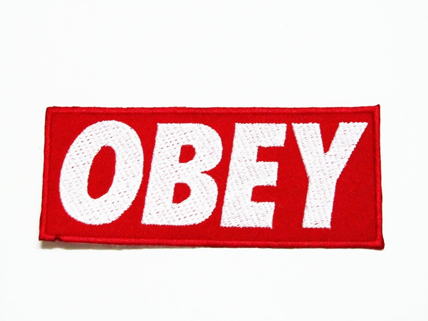 Obey Logo (White&red) Embroidered Sew Iron on Patches By Luk99