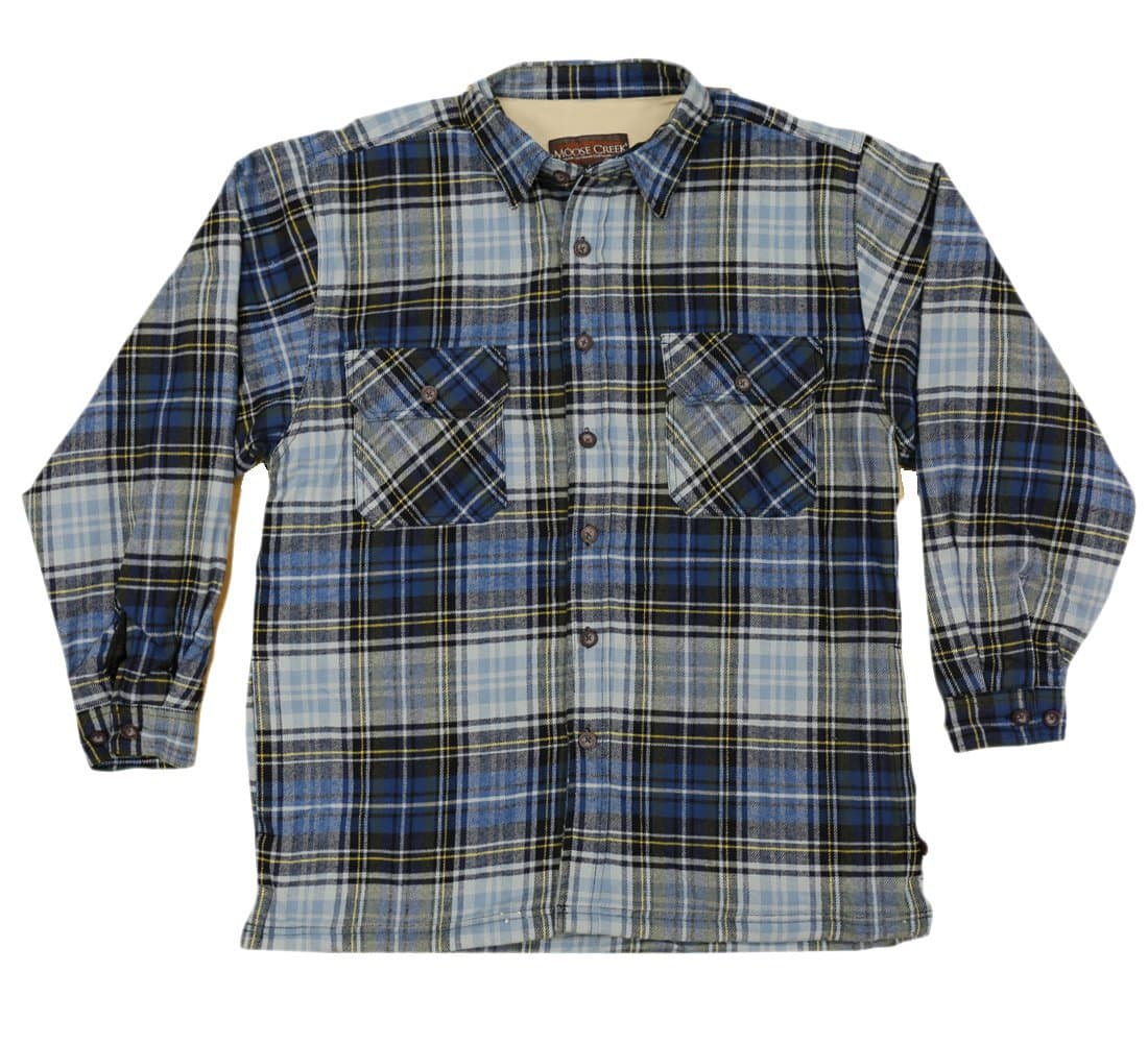 Moose Creek Men's Ponderosa Fleece Lined Plaid Shirt Jacket (Medium, Azul)