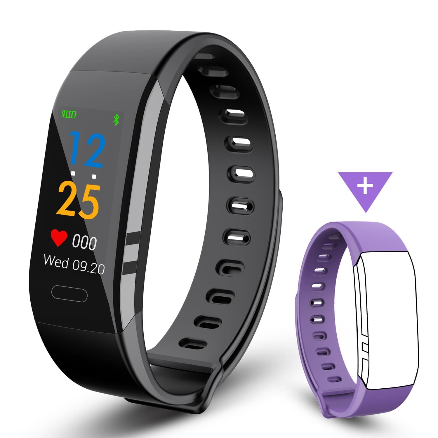 Fitness Tracker,EJIKER Fitness Trackers with Heart Monitor IP67 Waterproof HR Blood Pressure Color Display Digital Watch Smart Watch Waterproof with Step Tracker/Calorie Counter/Sedentary/Call/SMS for Android & iOS