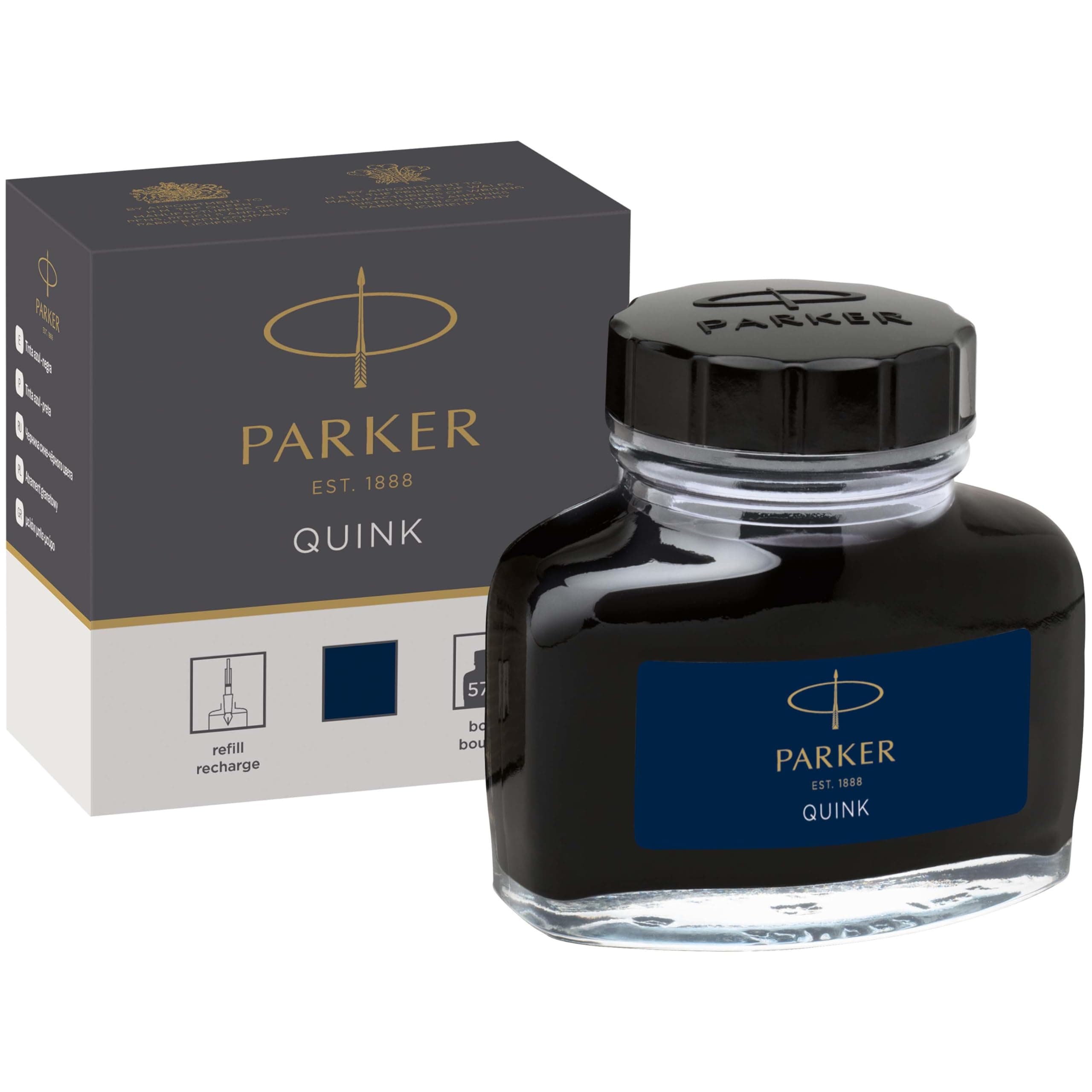 Parker Quink Fountain Pen Ink Bottle, Blue-Black, 57 ml