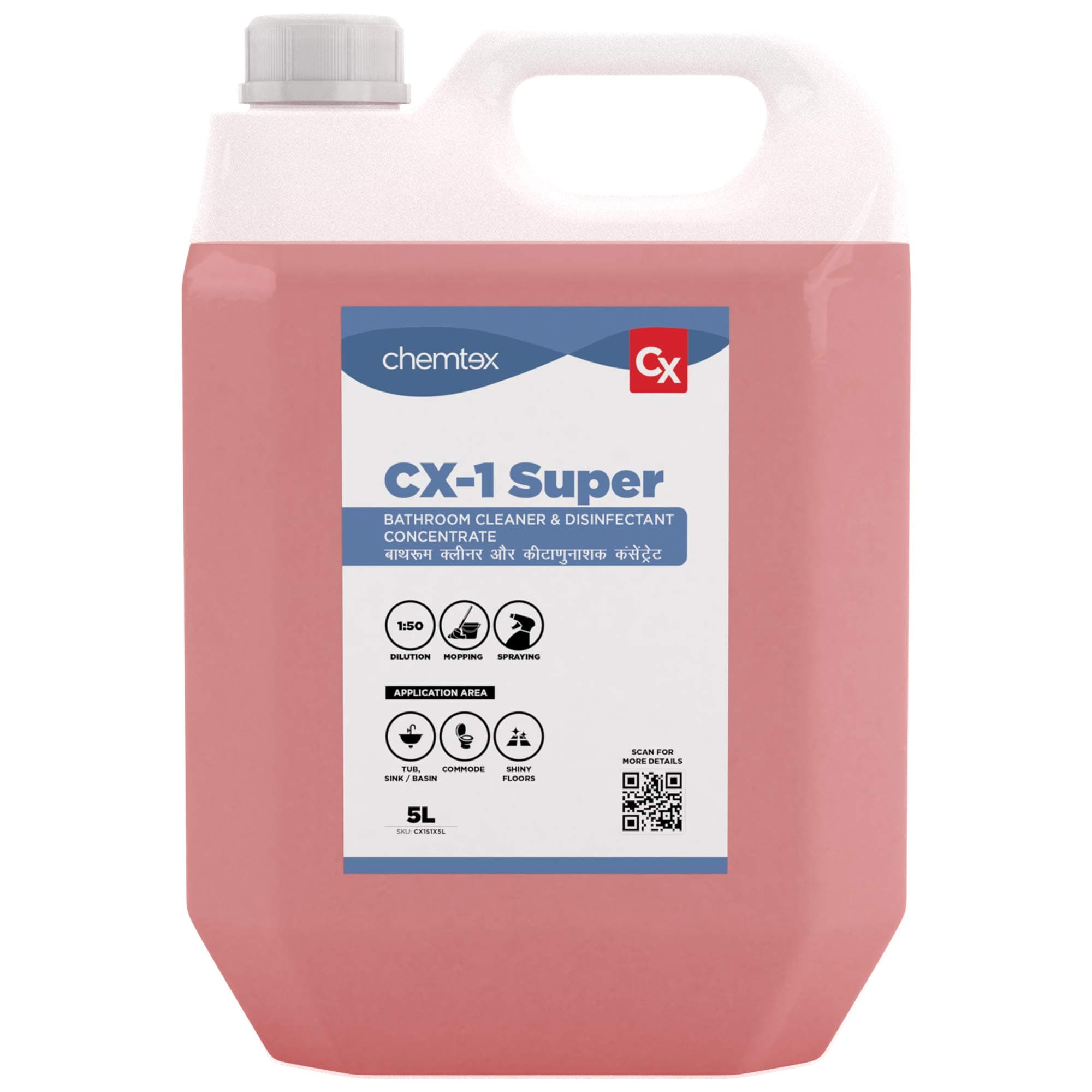 Chemtex CX-1 Super - Bathroom Cleaner & Disinfectant Liquid 5L