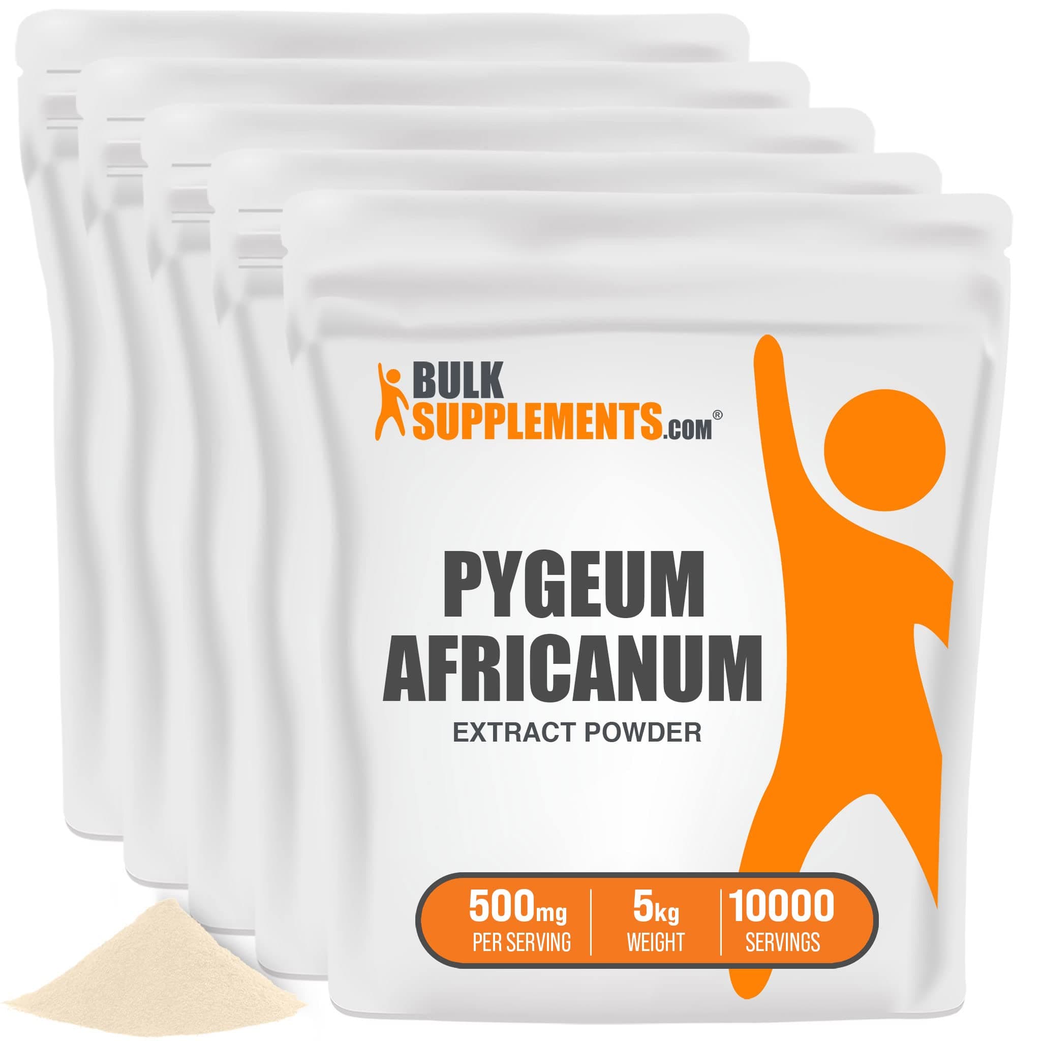 BulkSupplements.com Pygeum Africanum Extract Powder - from Pygeum Bark - Gluten Free, 5000mg per Serving, 5kg (11 lbs) (Pack of 5)