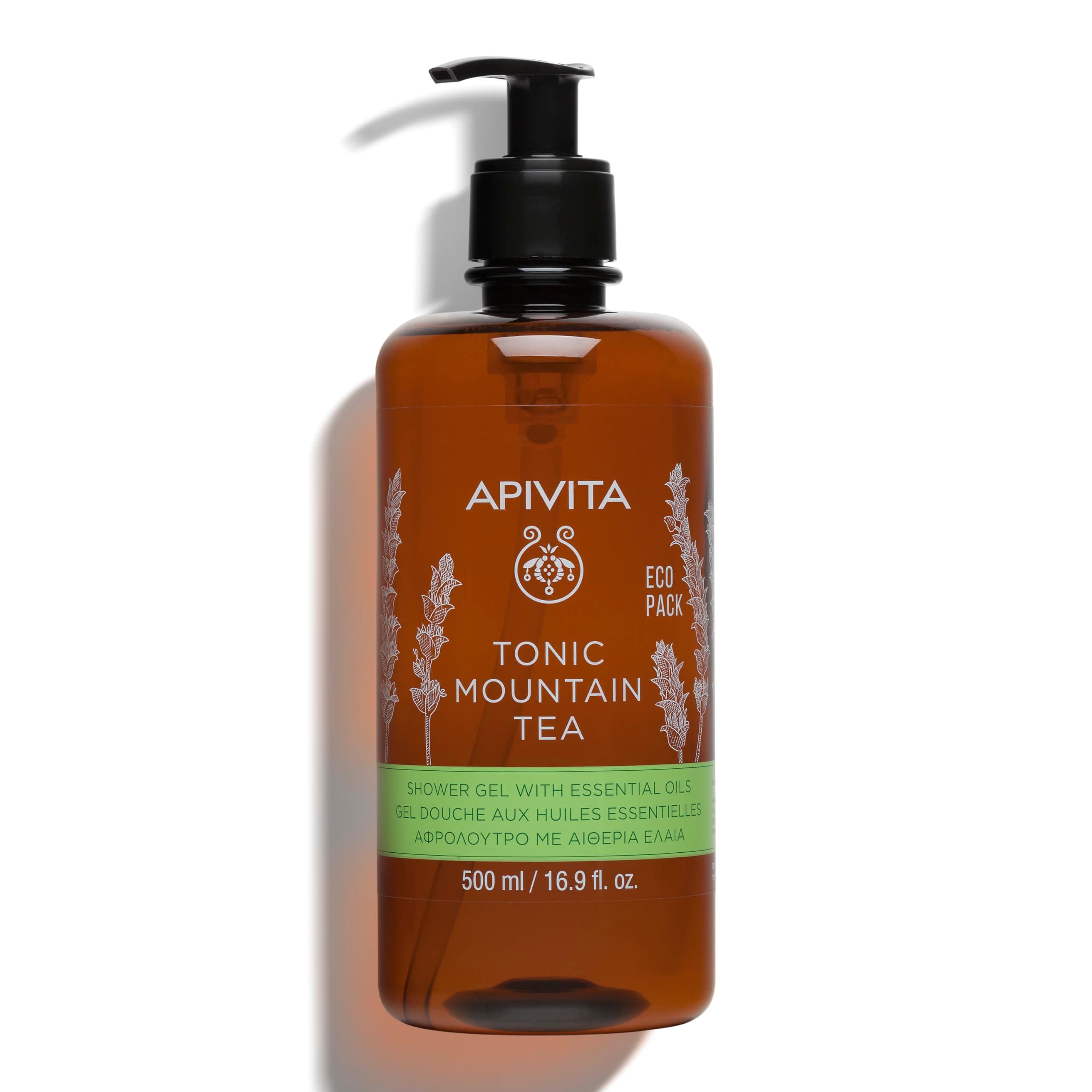 Tonic Mountain Tea Shower Gel 500ml - Body Shower Gel Body with Mountain Tea, Propolis & Essential Oils - Gently Cleanses & Revitalizes