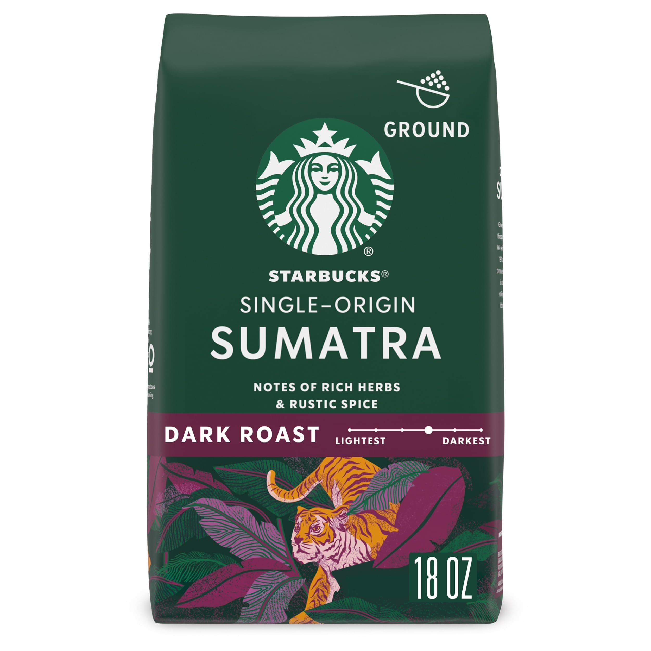 Sumatra Dark Roast Ground Coffee, 18 Ounce (Pack of 1)
