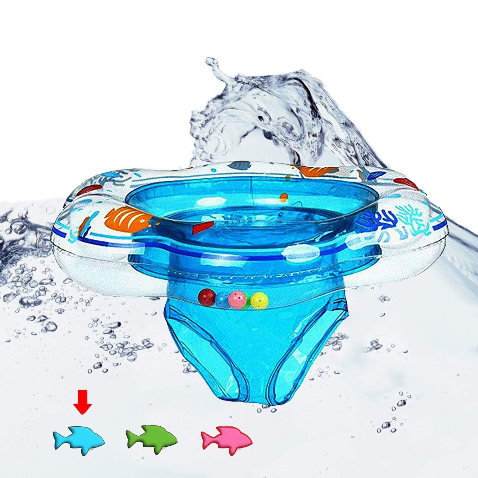 Baby Swimming Ring Floats with Safety Seat Double Baby Airbags Floating PVC Inflatable Baby Swim Float Seat Swimming Ring Pool Floats for Toddlers of 6-18 Months