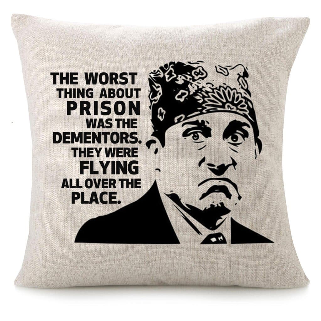 Cotton Linen Throw Pillow Case - Prison Mike Quote Humor Pillow Calligraphy Home Decor Engagement Present Birthday Cushion Cover 18x18 inches