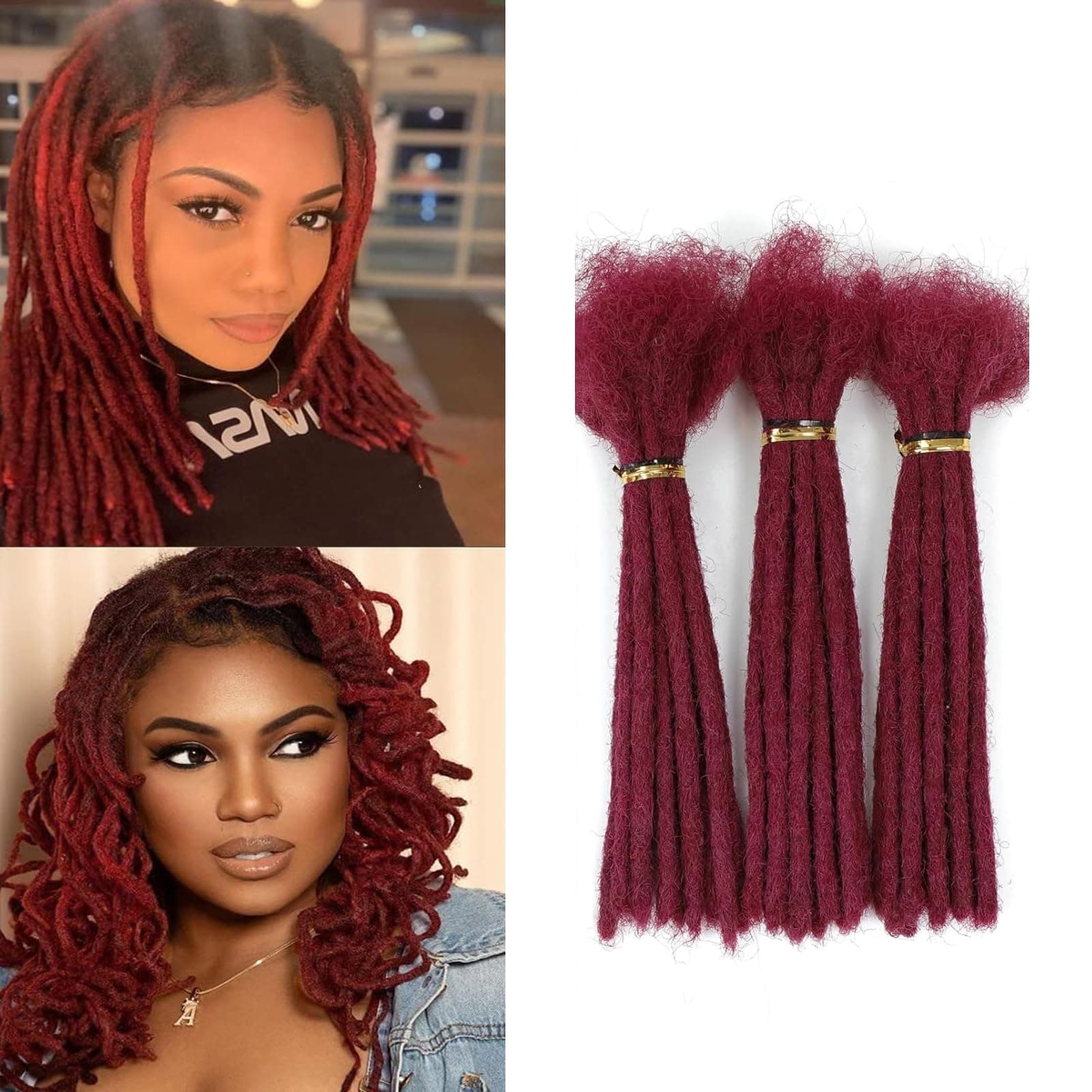 Dreadlock Extension Human Hair 10 Inch 0.6cm Thickness BUG Color Options 30 Strands 100% Real Human Hair for Man/Women Handmade Permanent loc Extensions Bundles Can Be Curled Twisted