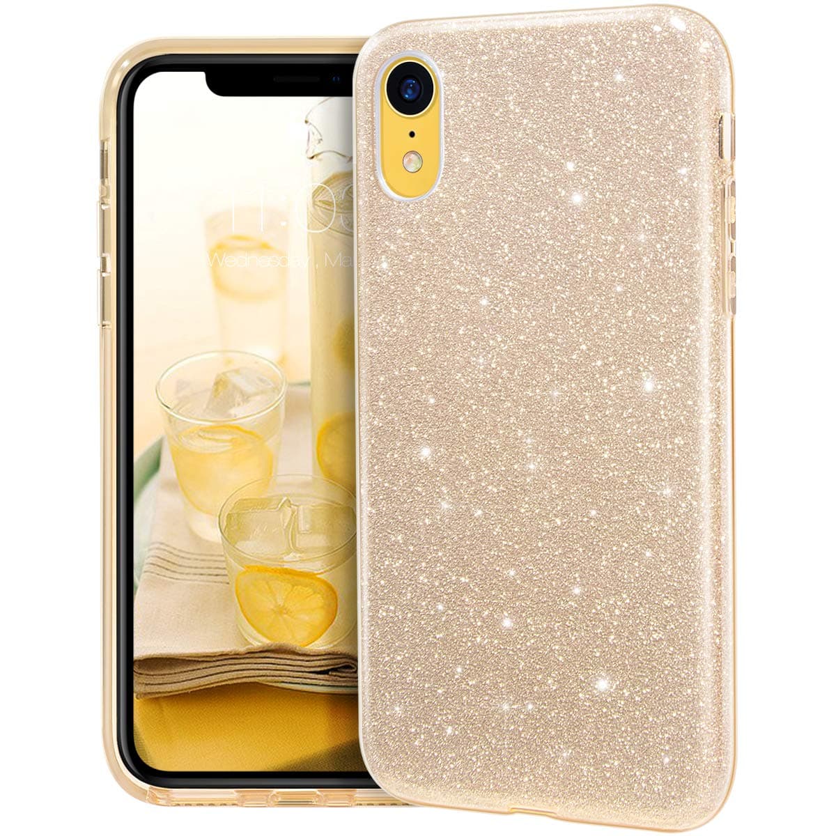 MATEPROX Compatible with iPhone XR case,Bling Sparkle Cute Girls Women Protective Case for Phone XR 6.1"(Gold)