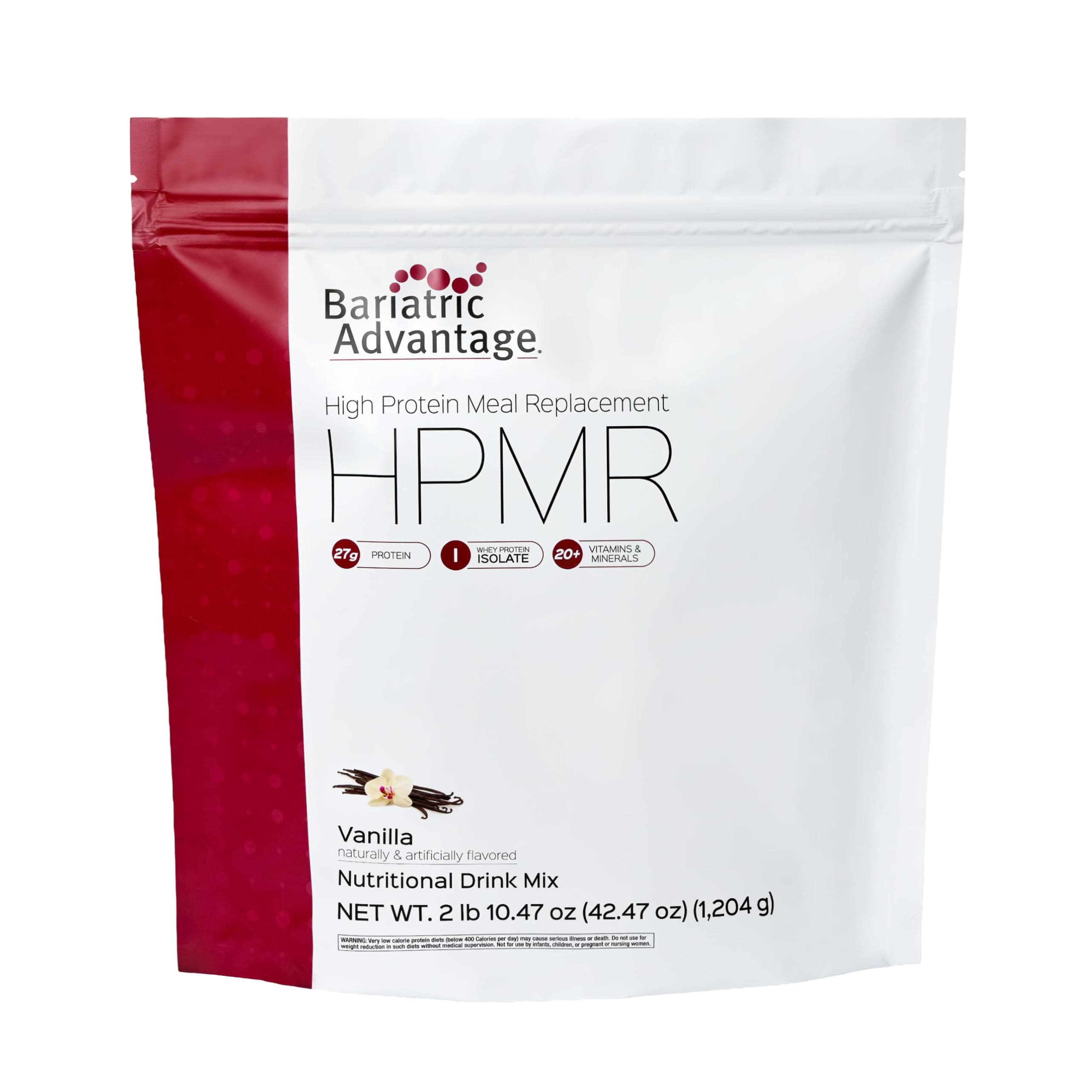 High Protein Meal Replacement Drink Mix, Protein Powder Whey Isolate for Gastric Bypass and Sleeve Gastrectomy Patients, 27g Protein, Lactose Free - Vanilla - 28 Servings