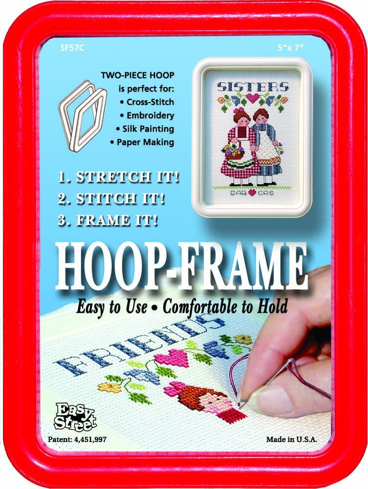 Easy Street Crafts "Square Embroidery Hoop-Frame, 5 by 7-Inch, Red
