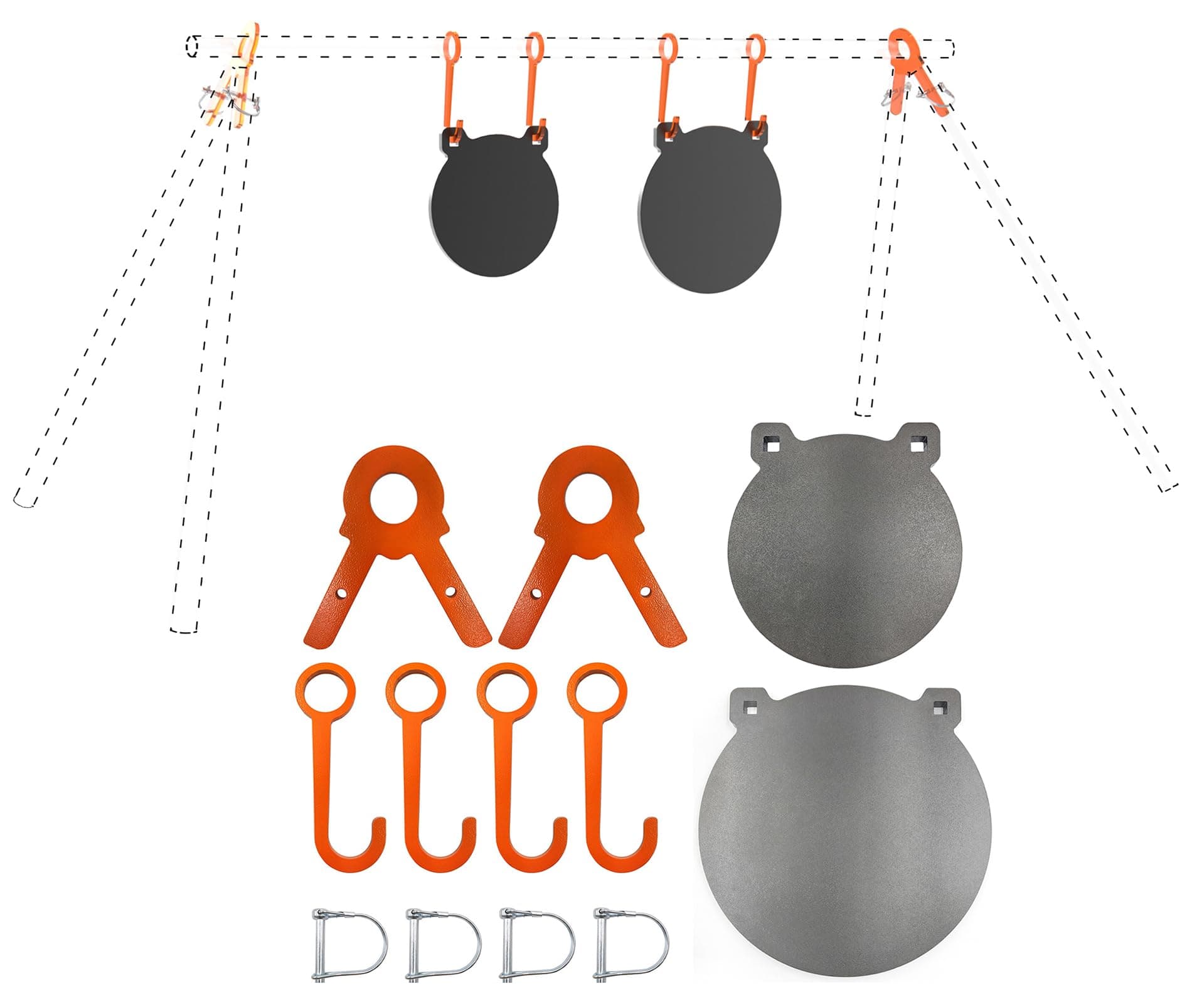 8&10 Inch Gong Targets and 4 Steel Target Hangers and 2 Leg Brackets