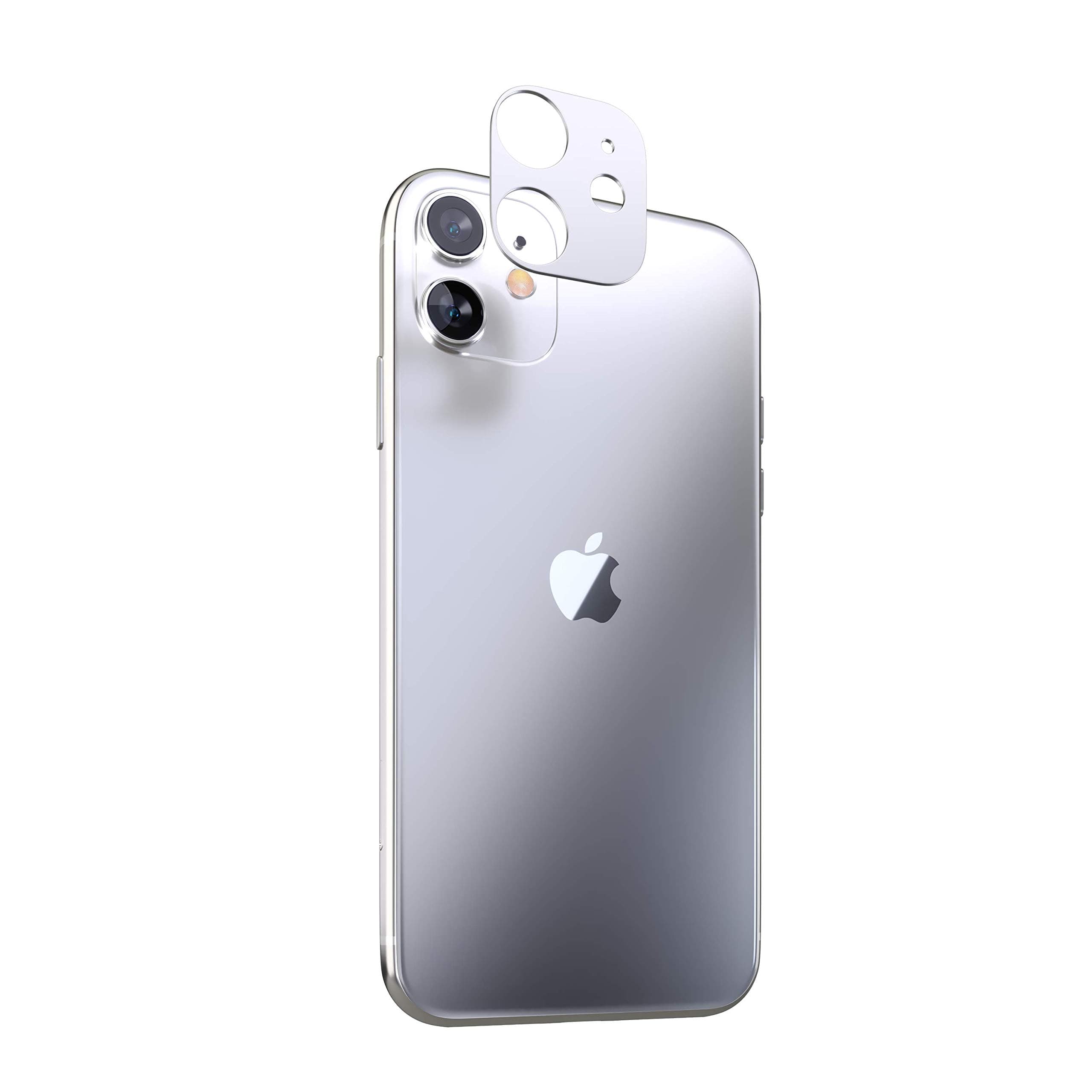 Camera lens Protector compatible with iPhone 11 | Camera Cover, Lens Protector | Protection against shocks and scratches | Dust free installation with Cleaning Set | Silver/White