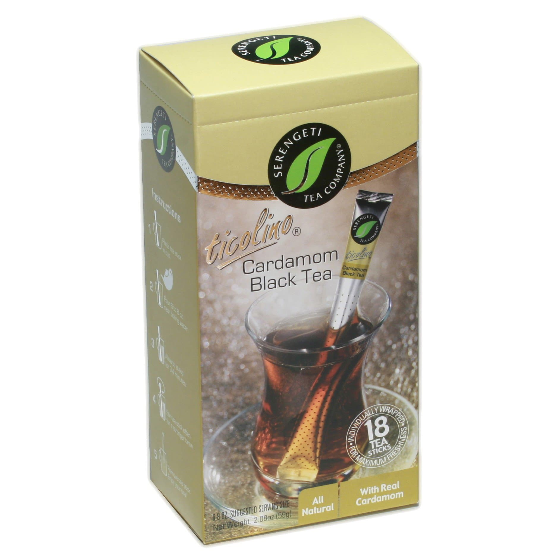 Cardamom Black Tea T-Stick 18PC Box Perforated T-Stick No mess, no drips, no spoon