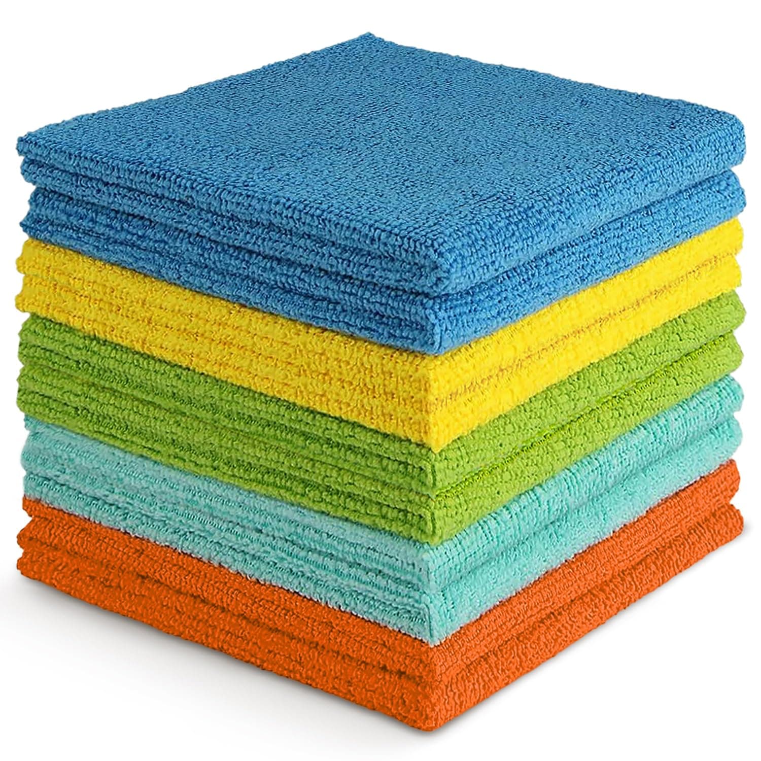 AIDEA Microfiber Cleaning Cloth, 10PK, Soft Absorbent Rags, Microfiber Towels for Cars, Kitchen Towels, Dusting Cloth for Home, Window, Cleaning Supplies, 12"×12"