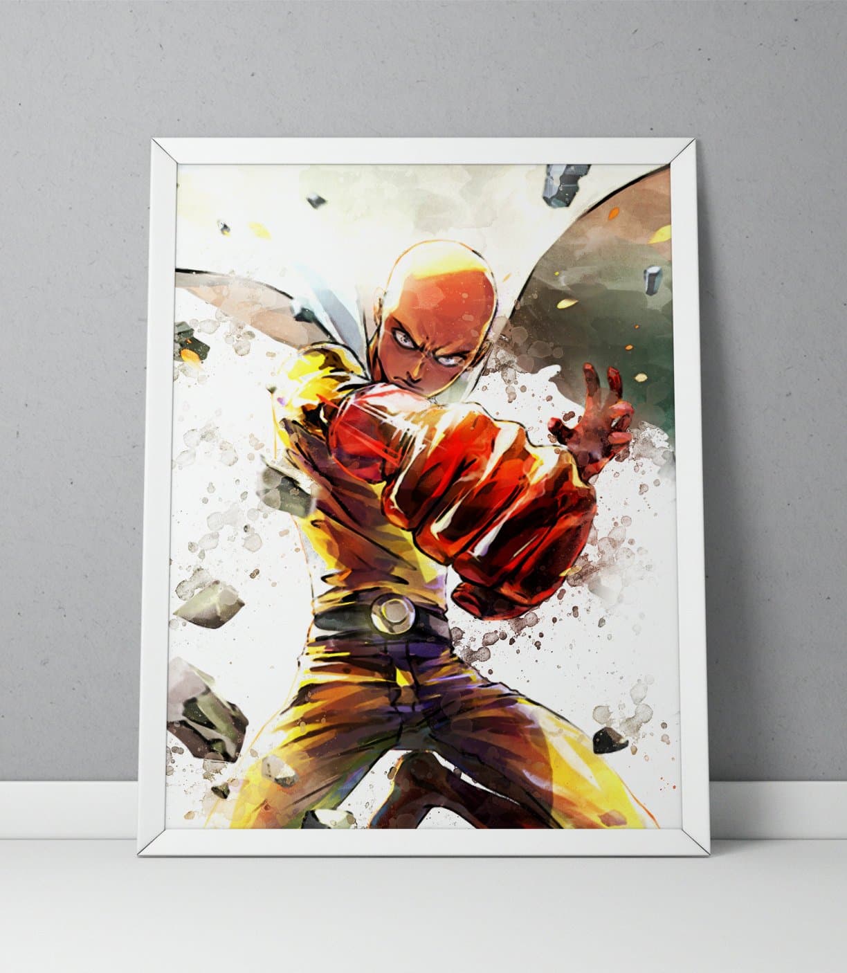 One Punch Man print, Saitama print, One Punch Man poster, Saitama poster, Anime print, Anime poster, Watercolor N.005 (8 x 10 inch)