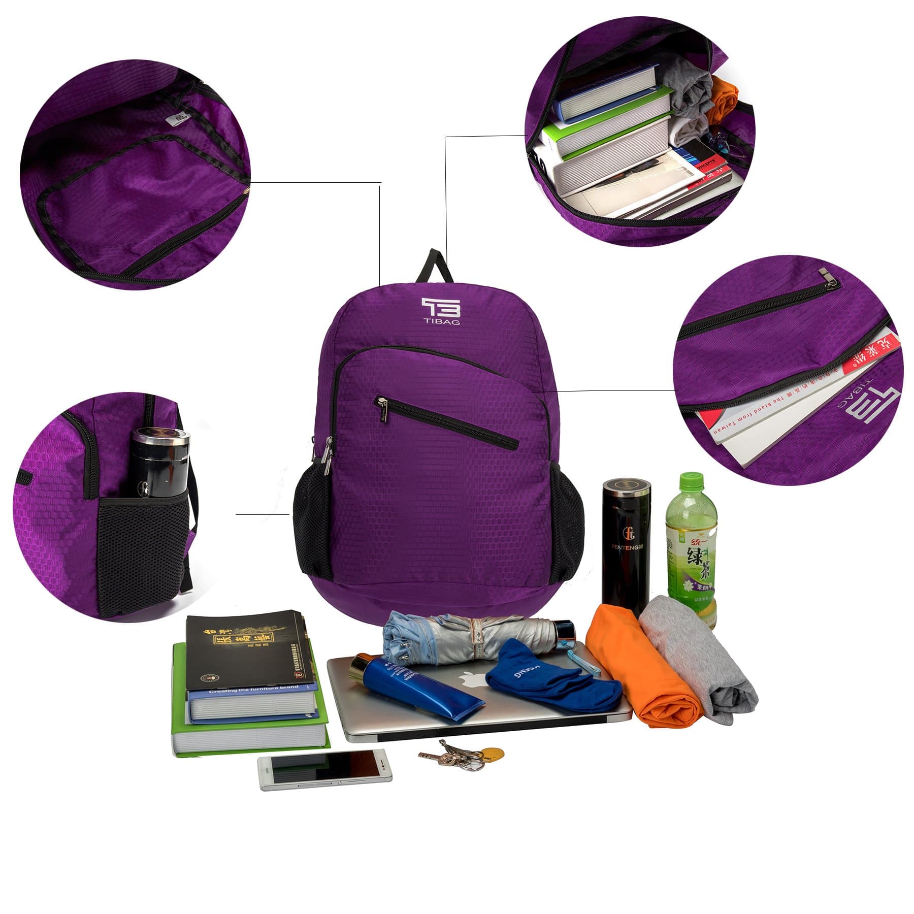 25L/30L/35L Water Resistant Lightweight Packable Folding Daypack Backpack