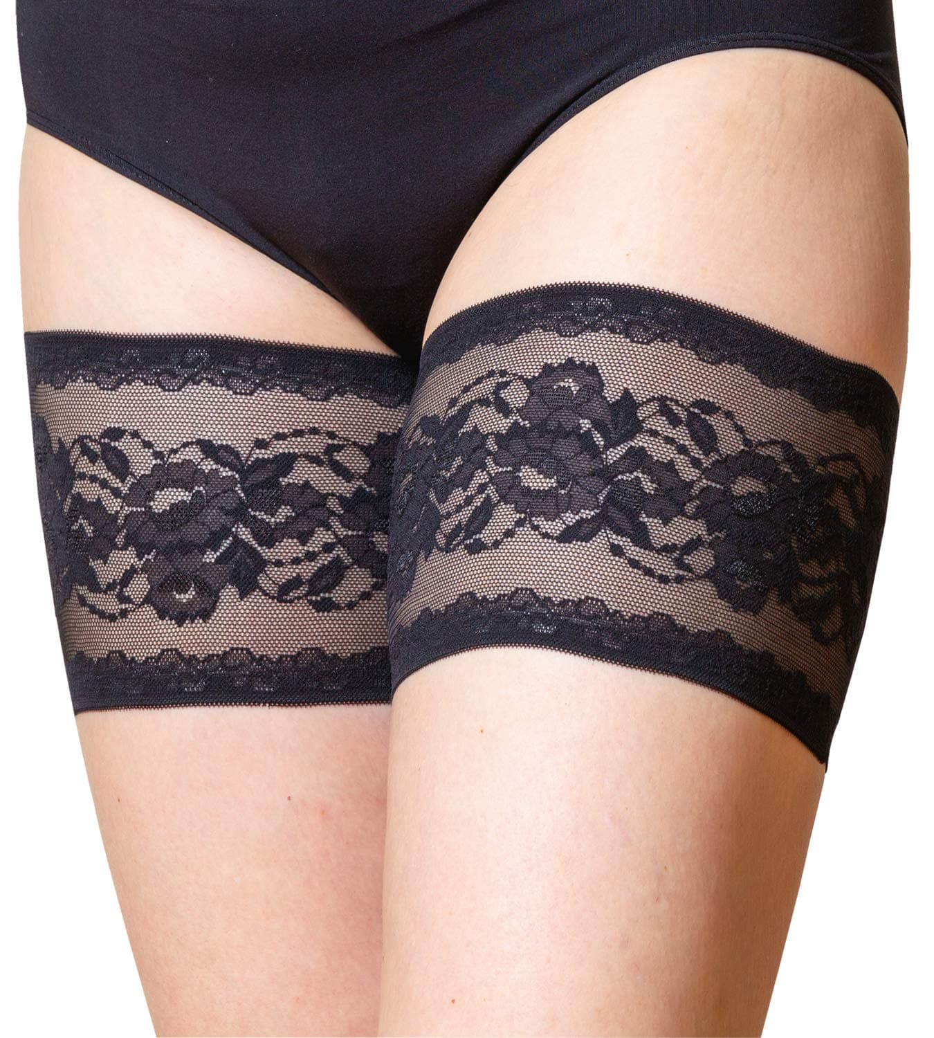 Bandelettes Elastic Anti-Chafing Thigh Bands - Prevent Chafing: Black Peony Size