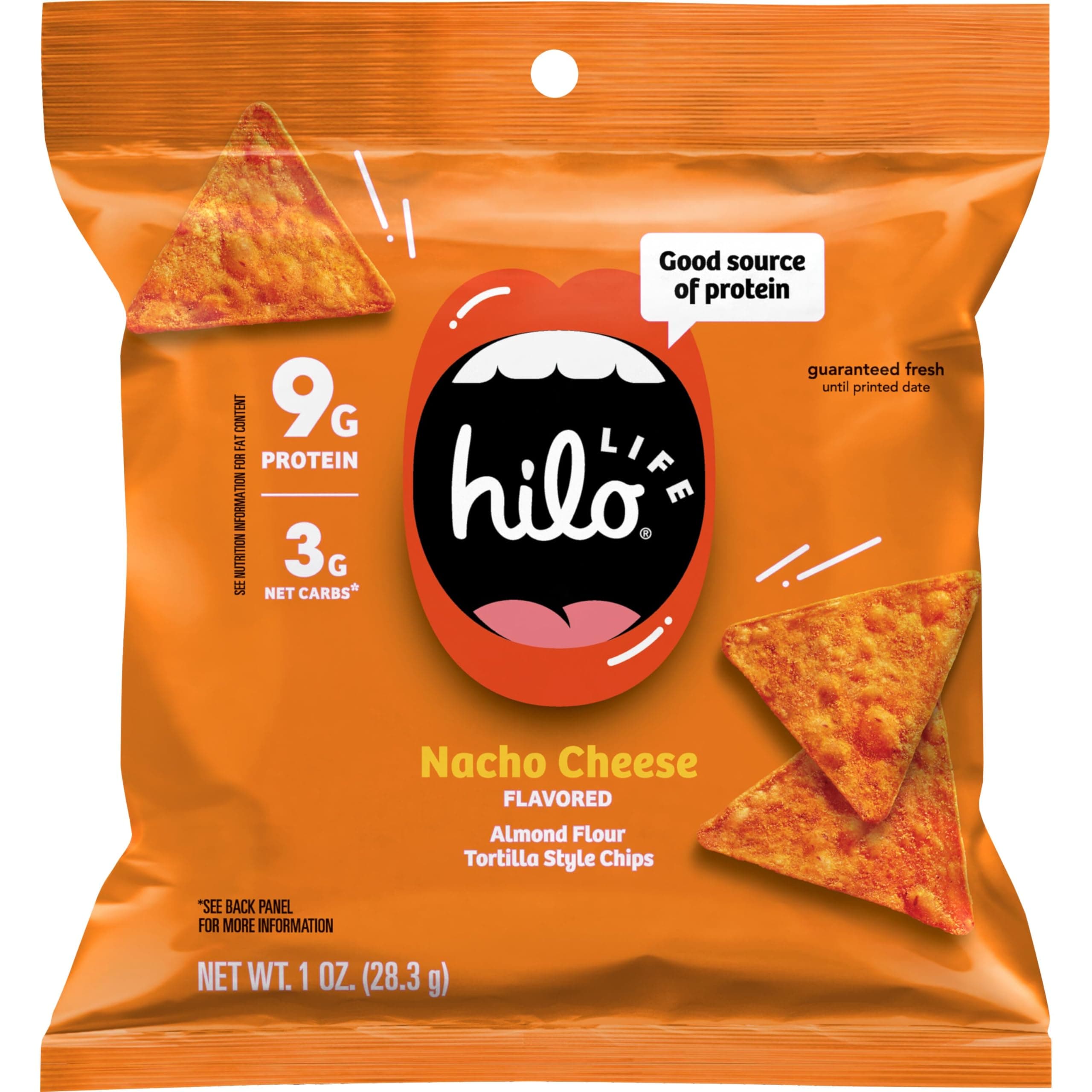 Hilo Life Low Carb Keto Friendly Tortilla Chip Snack Bags, Nacho Cheese, 1 Ounce (Pack of 12)