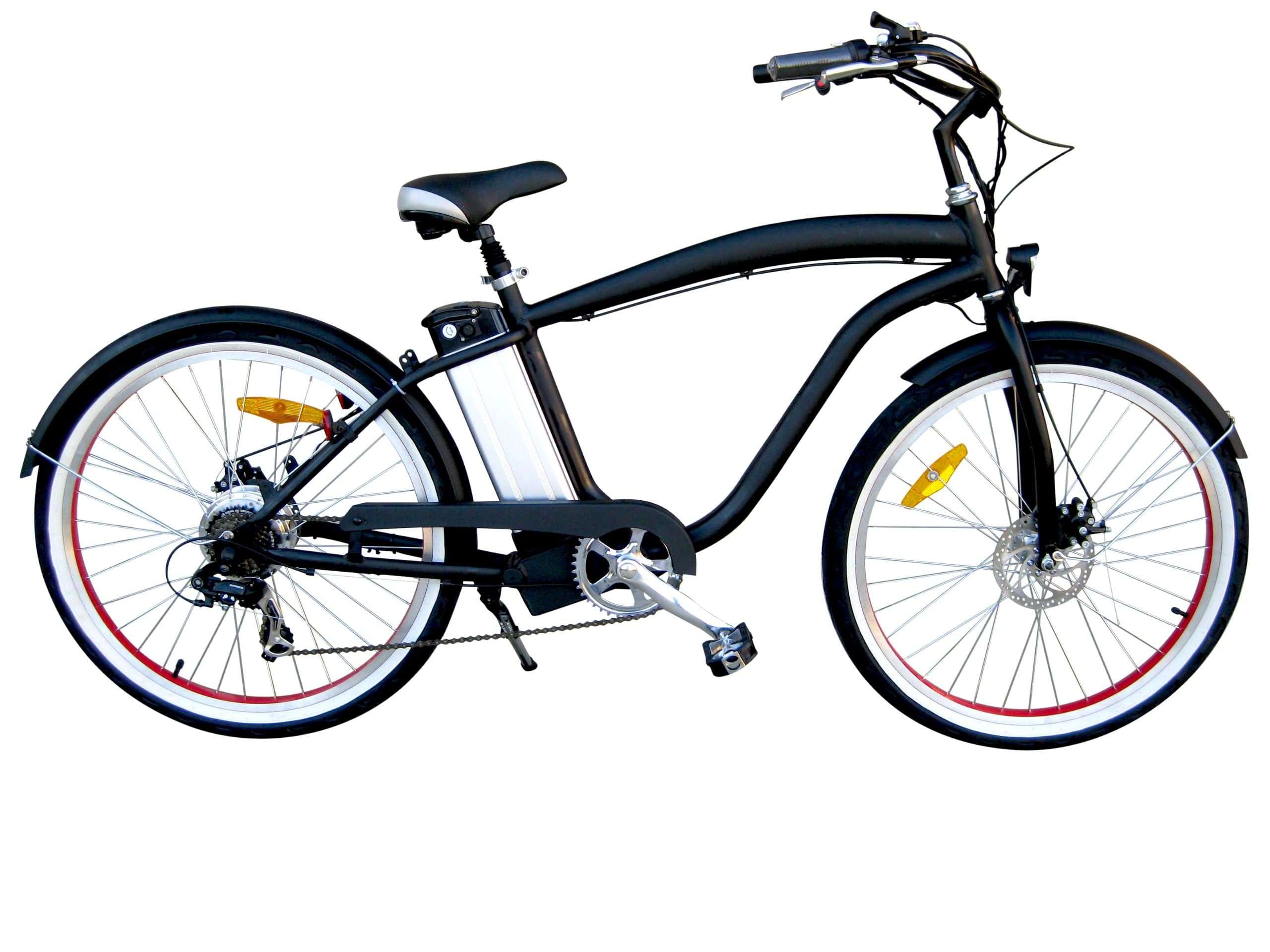 Electric Beach Cruiser Bicycle Bike Lithium Matt Black 26 in