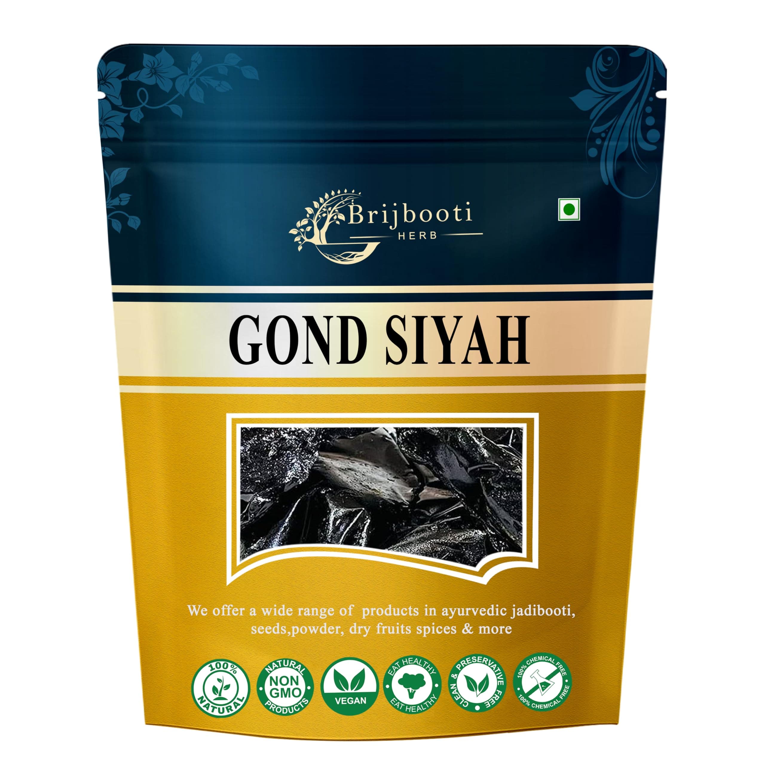 Birju Mahavir Gond Siyah - Kala Gond - Black Gum For Joint and Back Pain 100 Gr