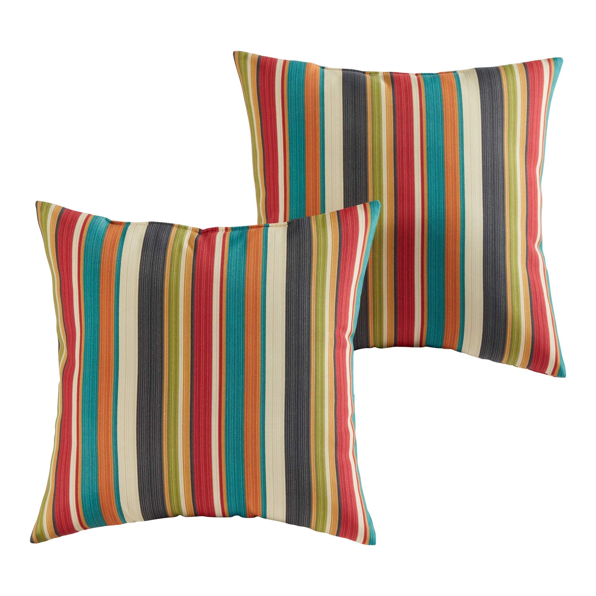 Greendale Home Fashions Outdoor 17-inch Square Decorative Throw Pillow, 2-Pack, Adobe Stripe