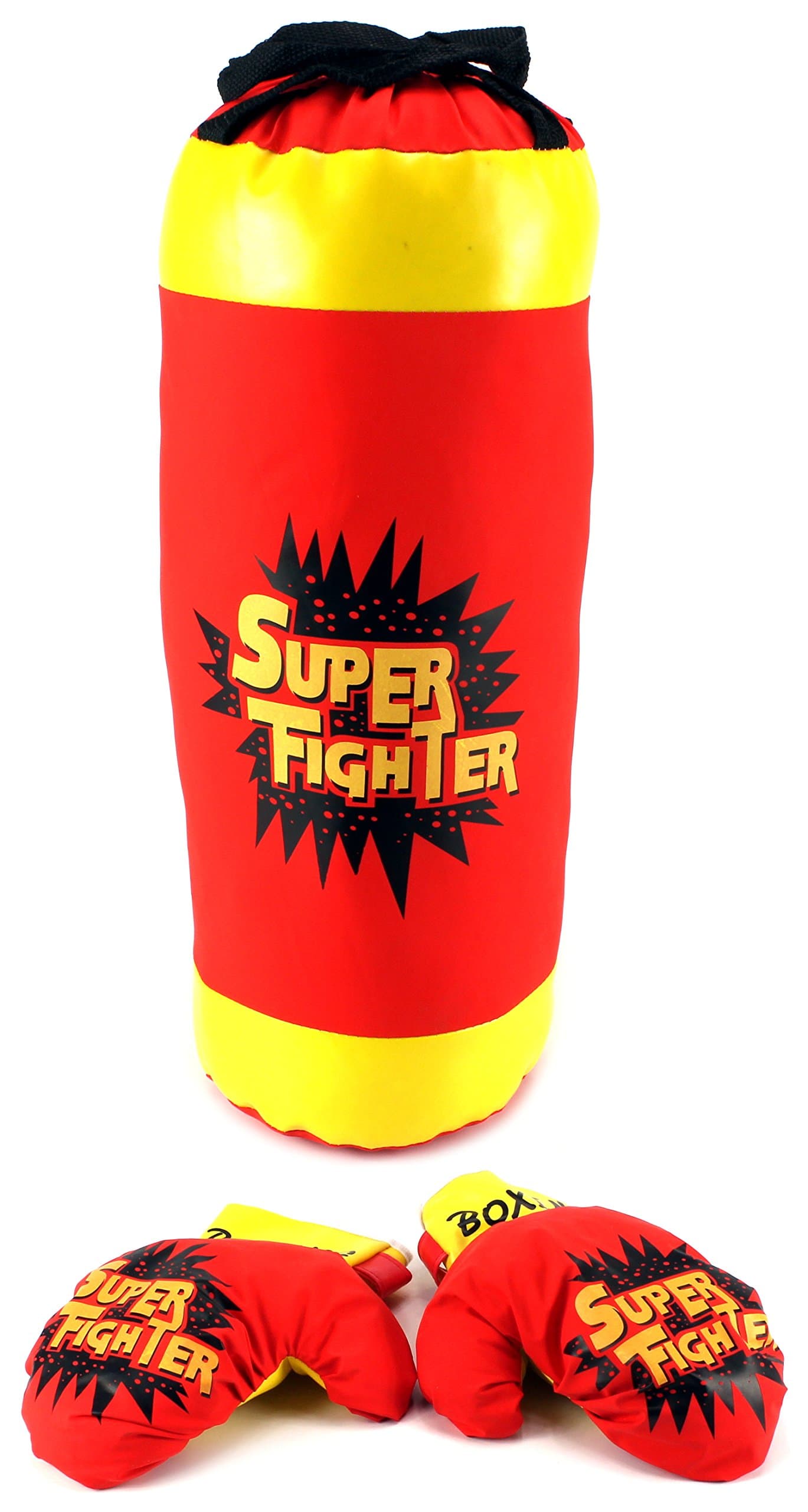 Super Fighter Boxing Children's Pretend Play Toy Boxing Play Set w/ Stuffed Punching Bag, Pair of Soft Padded Boxing Gloves, Perfect for All Kids