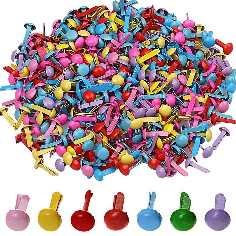 500 Pieces Mini Brads, Wowot 5mm Multicolor Round Brad, Paper Craft Stamping Scrapbooking DIY Tool（Random）
