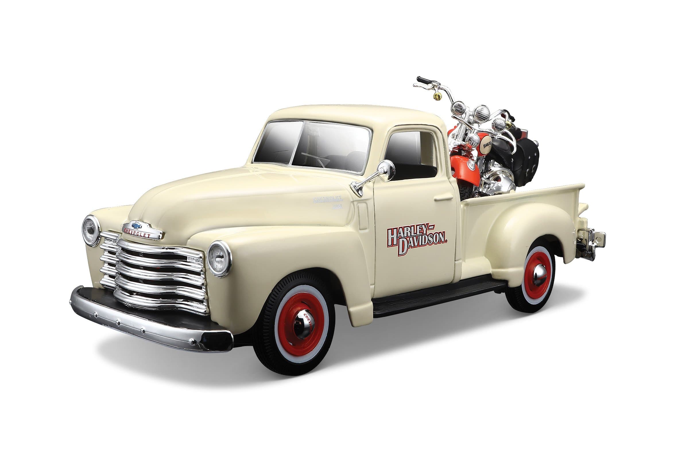Maisto Harley-Davidson 2001 FLSTS Heritage Springer & 1950 Chevy 3100 Diecast Vehicle (1:24 Scale), 32194-00000009