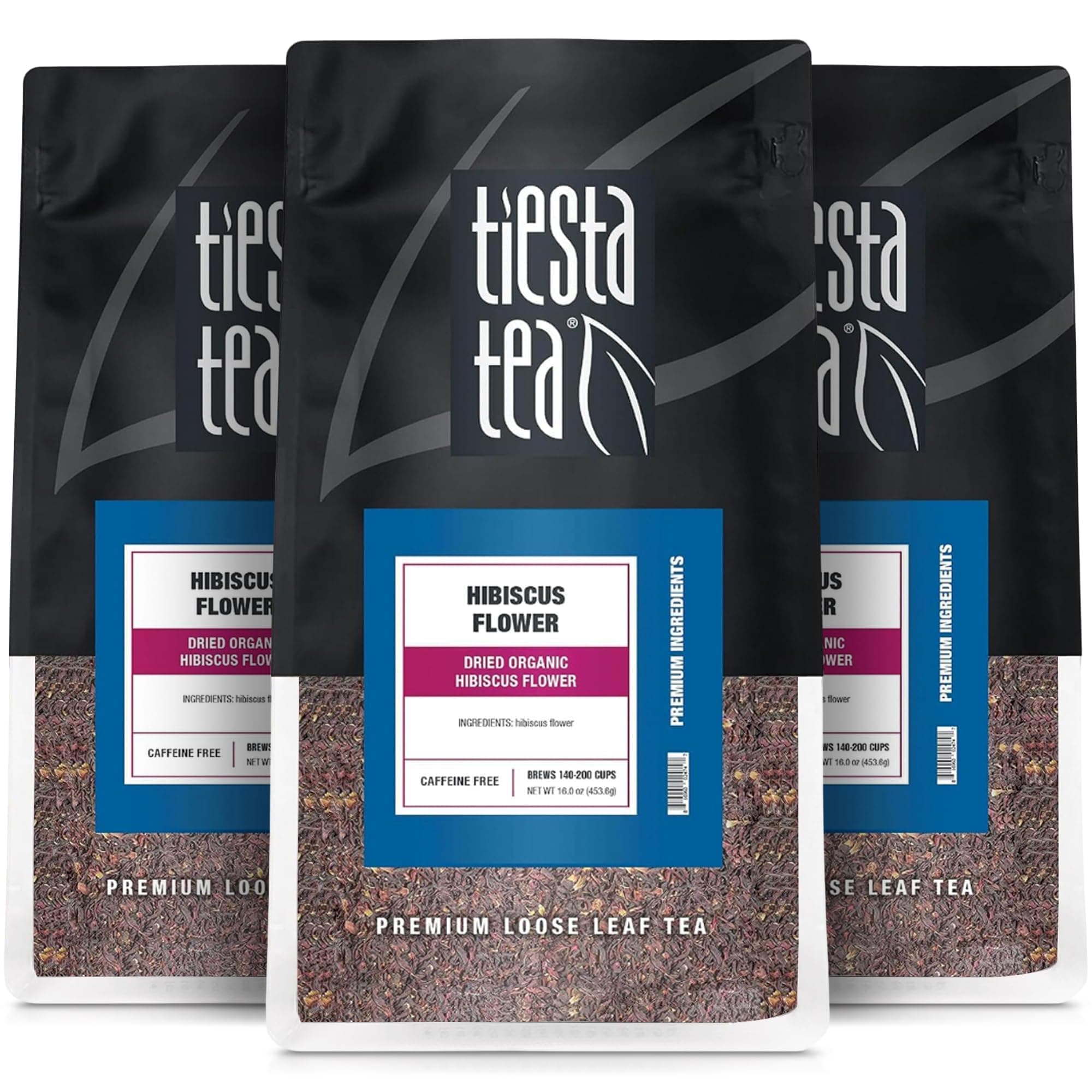 Tiesta Tea - 3lb Hibiscus Flowers, Cut & Sifted Loose Tea, 3lb,1360g, Bulk Resealable Bag, Raw Hibiscus Flower, Agua Fresca, Flor de Jamaica, Baked Goods, Dressings, Jams, Soaps & More, 3-Pack