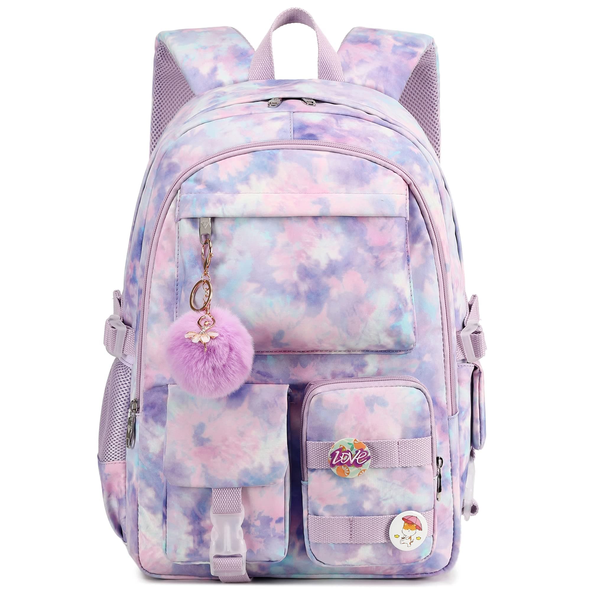 Hidds Laptop Backpacks 16 Inch School Bag College Backpack Anti Theft Travel Casual Daypack Bags Cute Bookbags Large Colorfull Carry on Back Pack for Teens Girls Women Students (Tie-Dye Purple)