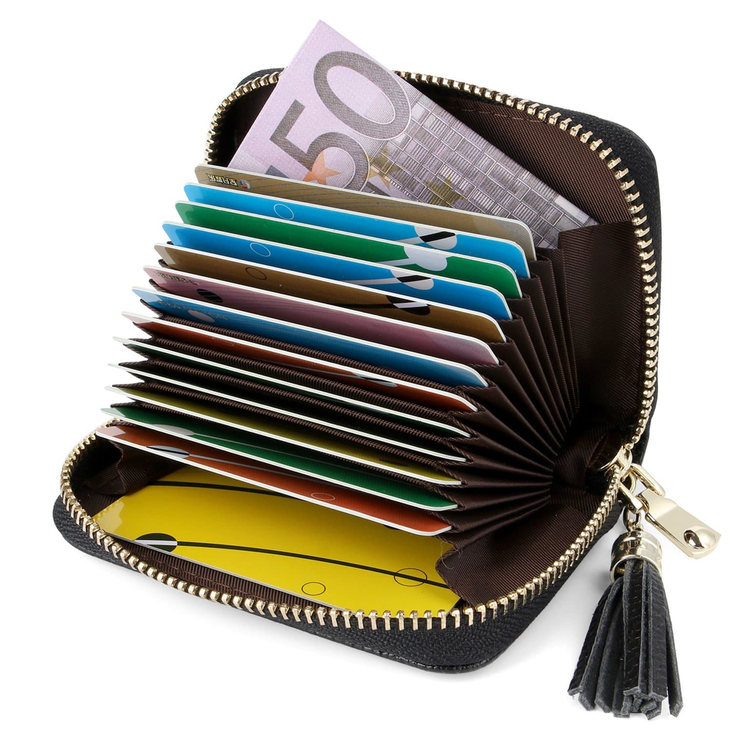 Credit Card Holders Women Ladies Leather Credit Card Wallets for Women Credit Card Holder Women RFID Protector (Black)