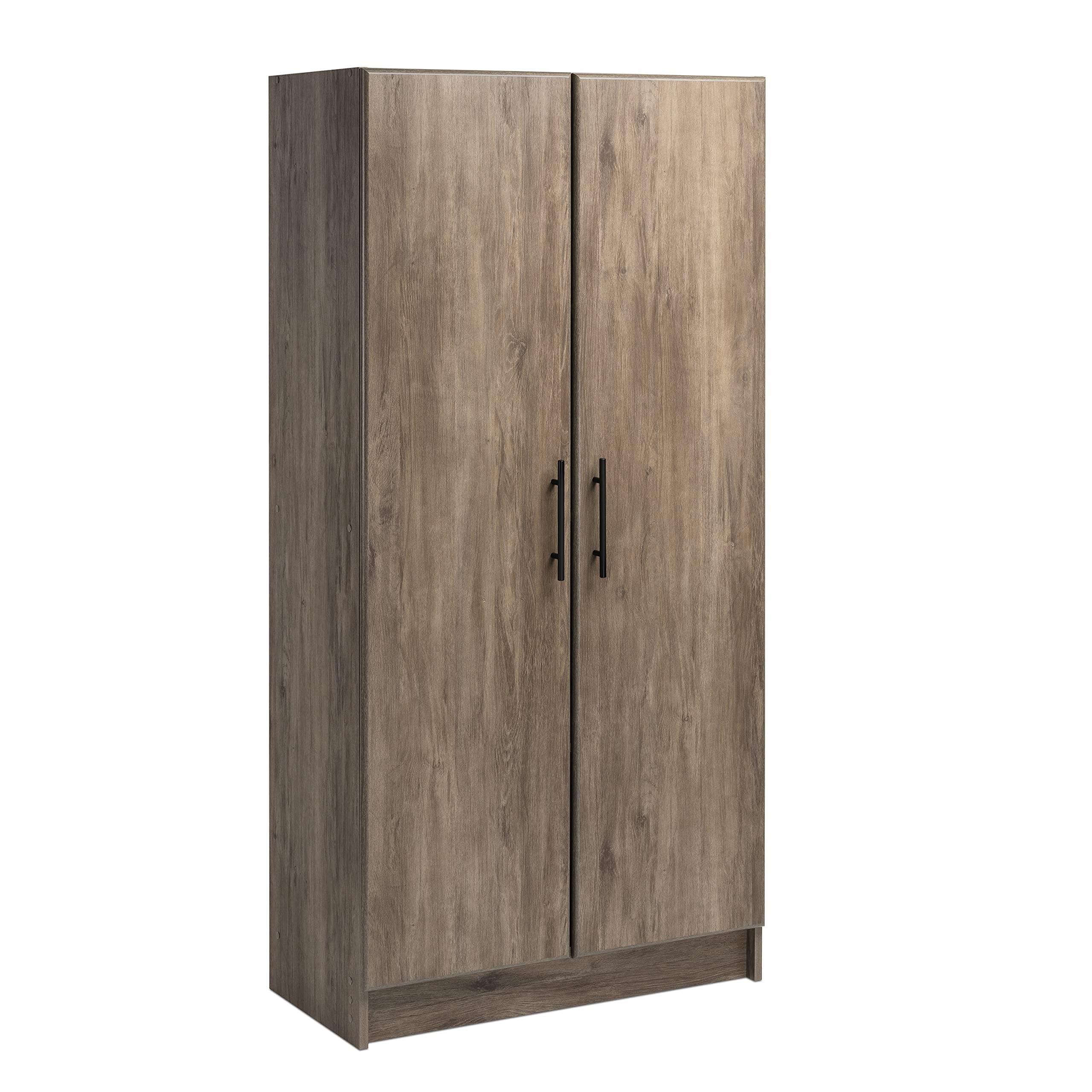 Prepac Elite Tall Garage Storage Cabinet & Pantry Storage Cupboard, 2-Door Freestanding Bathroom or Pantry Cabinet with Adjustable Shelves, 16" D x 32" W x 65" H, Drifted Gray