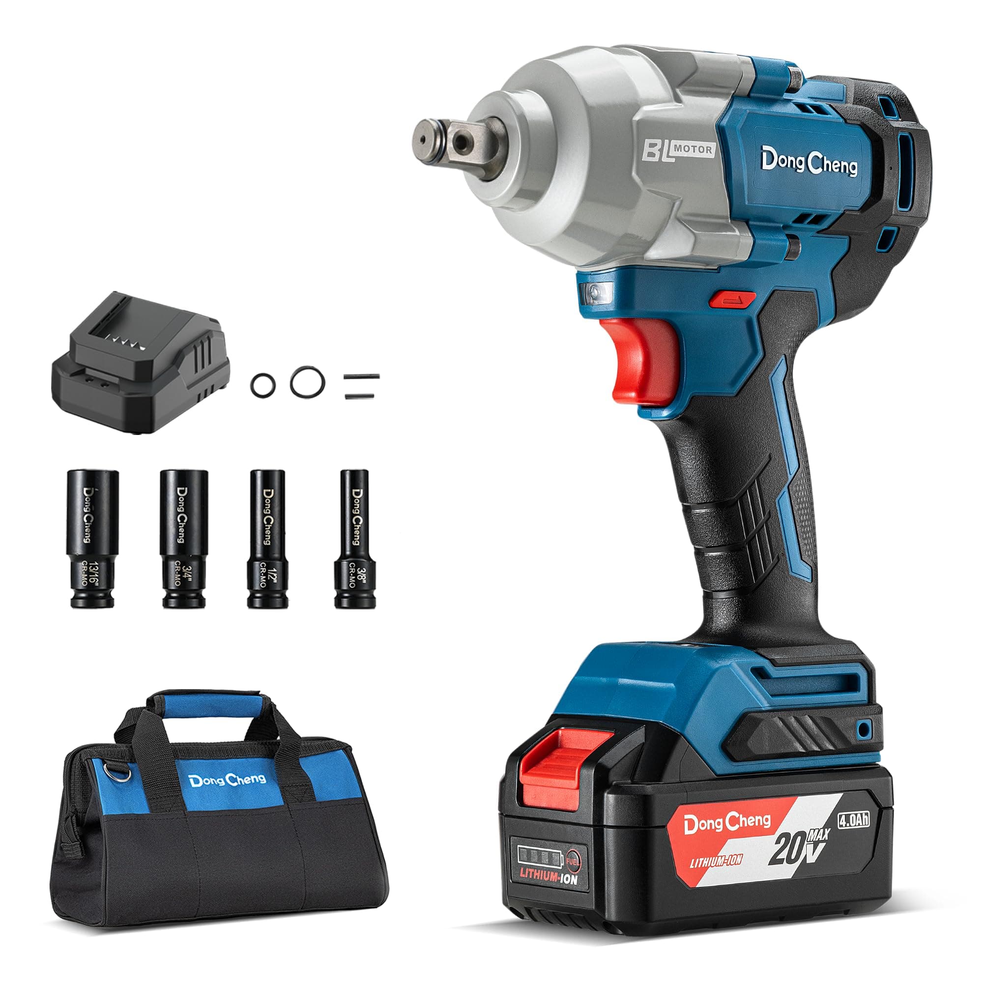 - 20V Brushless Impact Wrench, 515 ft-lbs High Torque, 1/2 inch 4-Speed Cordless Impact Gun with Tool Bag, Easily Removes Bolts on Cars, Trucks, and Tractors, Includes 4.0Ah Battery & Charger
