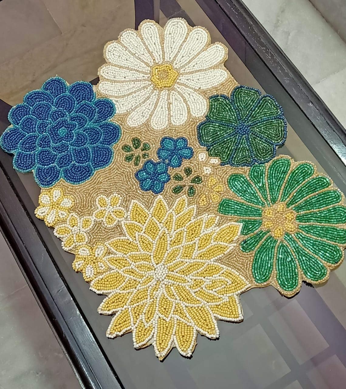 SS CREATIONSHandcrafted Beaded and Hand Embroidered Table Runner for Center/Table PLACEMAT