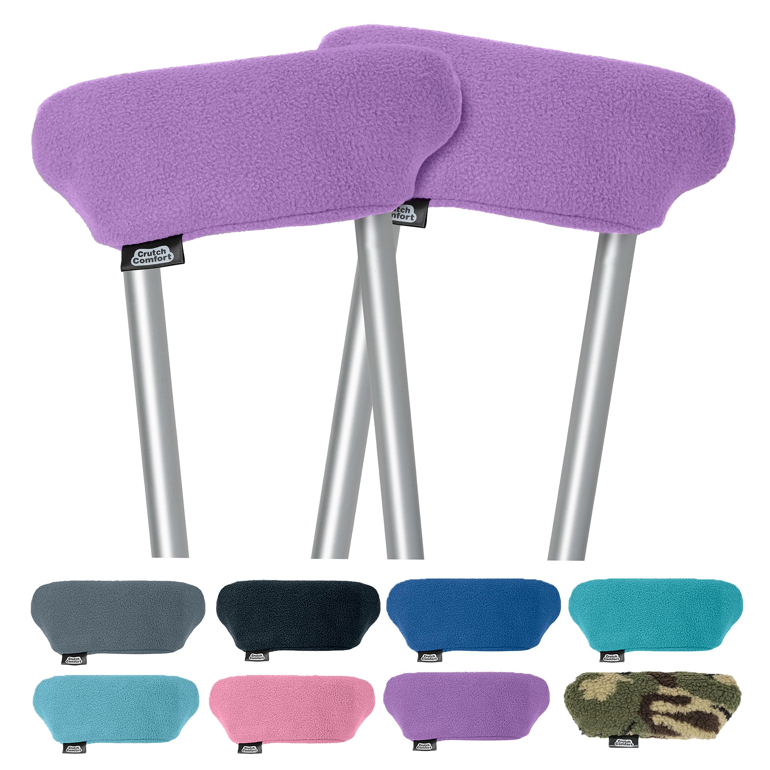 Universal Crutch Underarm Pad Covers - Luxurious Soft Fleece with Sculpted Memory Foam Cores (Playful Purple)