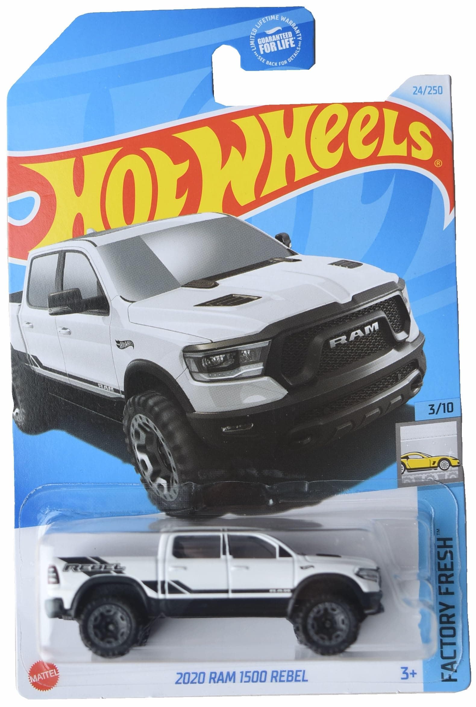 Mattel Hot Wheels 2020 Ram 1500 Rebel, Factory Fresh 3/10 [White] 24/250