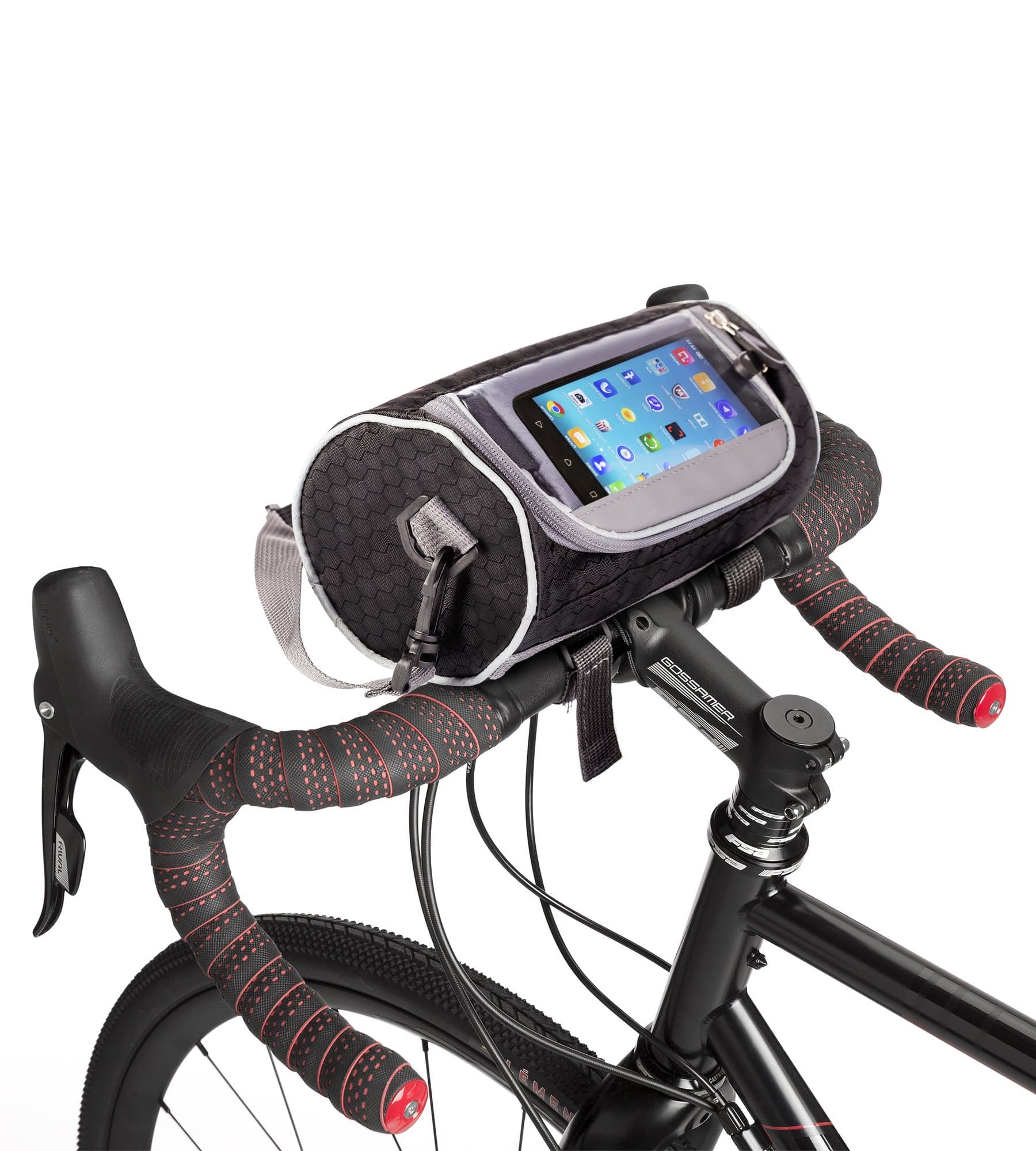 Boxiki Travel Bicycle Handlebar Bag for Road Bikes, Mountain Bikes & Motorcycles. Bicycle Pannier Pouch w/Touchscreen Phone Holder. Waterproof Bike Frame Storage Bag w/Removable Shoulder Strap