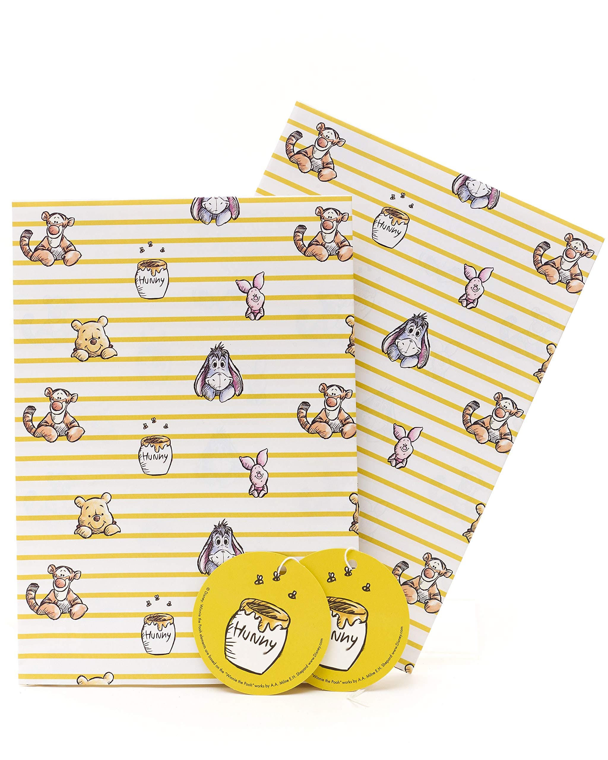 Birthday Gift Wrapping Paper Kids - Wrapping Paper Sheets for Kids, Wrapping Paper Birthday, Winnie The Pooh Wrapping Paper; Winnie The Pooh Gifts - 2 Sheets & 2 Tags