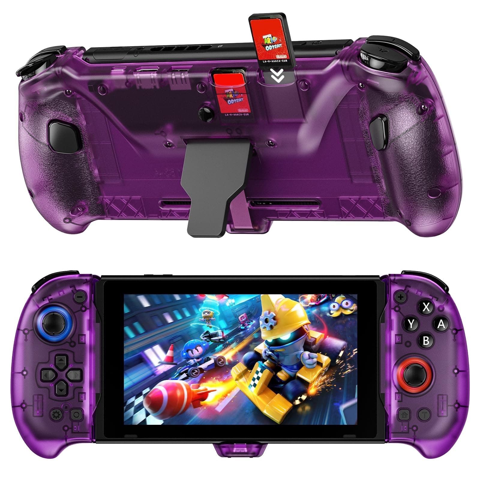 NexiGo Hall Effect Gripcon with Kickstand and HDMI Out for TV Docking, Hall Sensing Joystick for Switch/Switch OLED, Handheld Mode, 4K/1080P Supported HDMI and USB 3.0 Port, Purple
