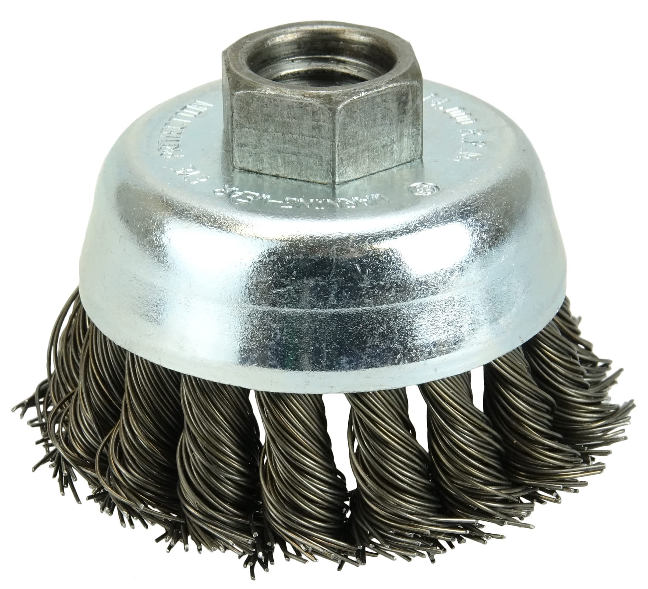 Weiler 13712 2-3/4" Single Row Hurricane Knot Wire Cup Brush.020" Steel Fill, 5/8"-11 UNC Nut, Made in the USA