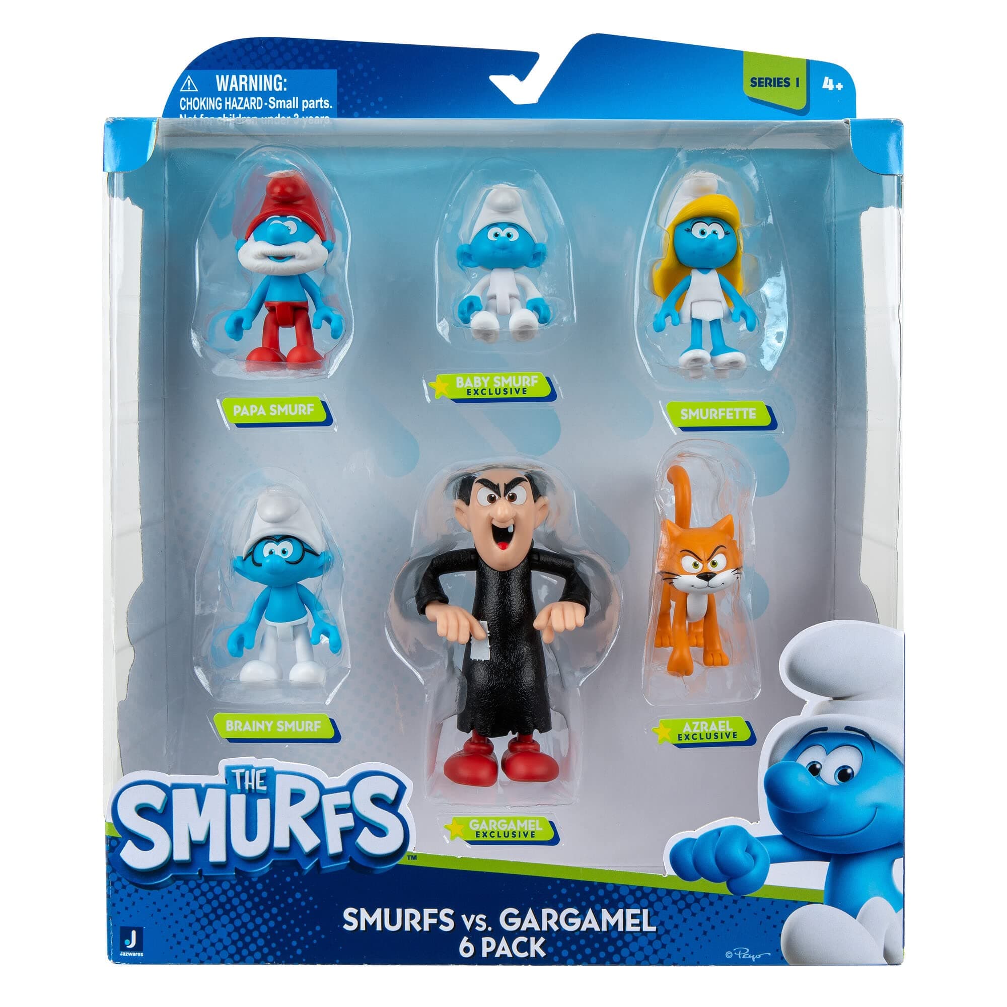 Smurfs VS Gargamel 6 Figure Multipack - Features 2-Inch Smurfette, Papa Smurf, Brainy Smurf, Baby Smurf, Azrael, 3-Inch Gargamel